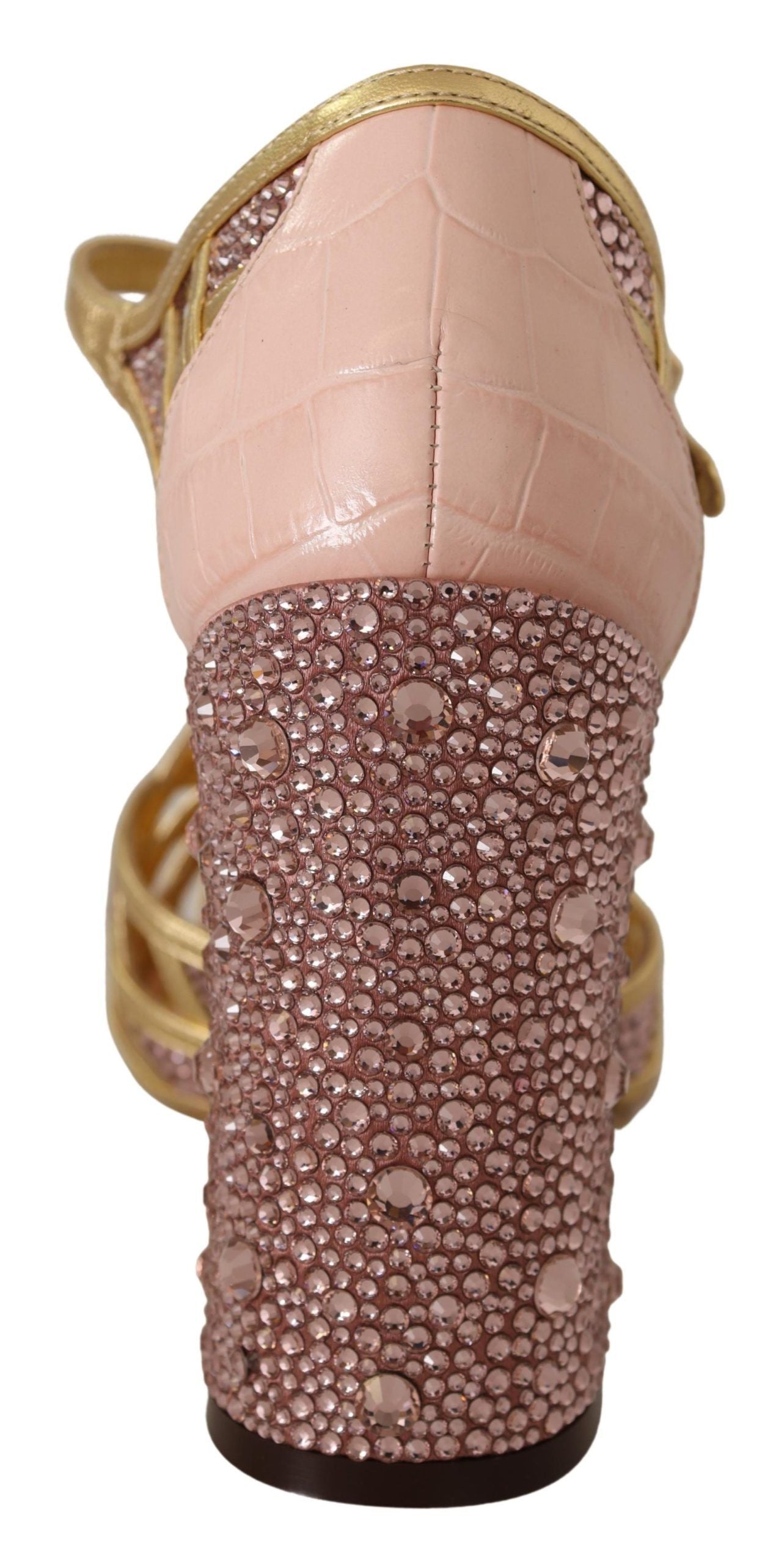 Dolce & Gabbana Zapatos de tacón con cristales de cuero con infusión de seda en oro rosa