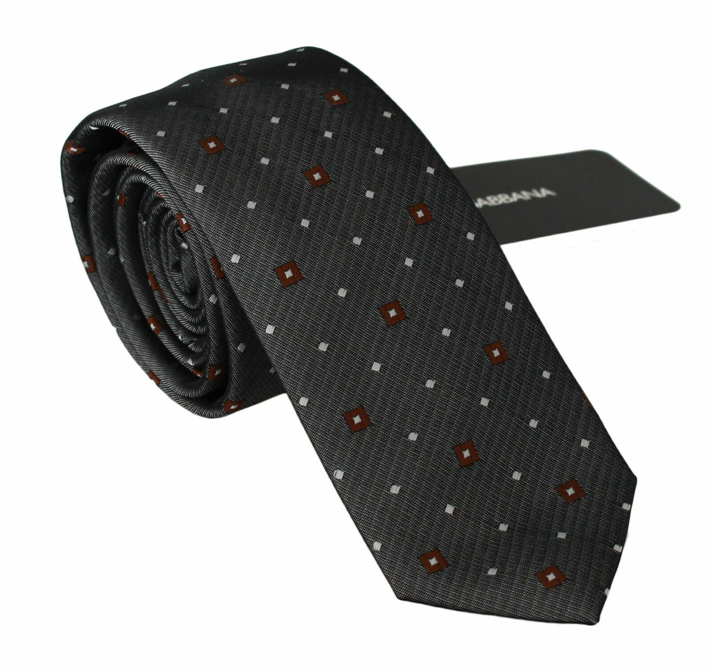 Dolce & Gabbana Elegante corbata de cuello en mezcla de seda estampada gris