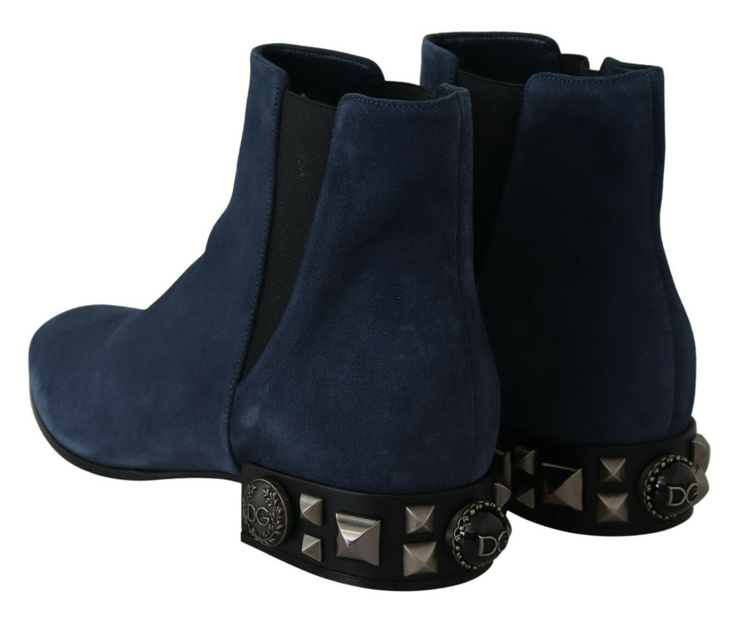 Dolce & Gabbana Chic Botas a media pierna de ante azul con detalles de tachuelas