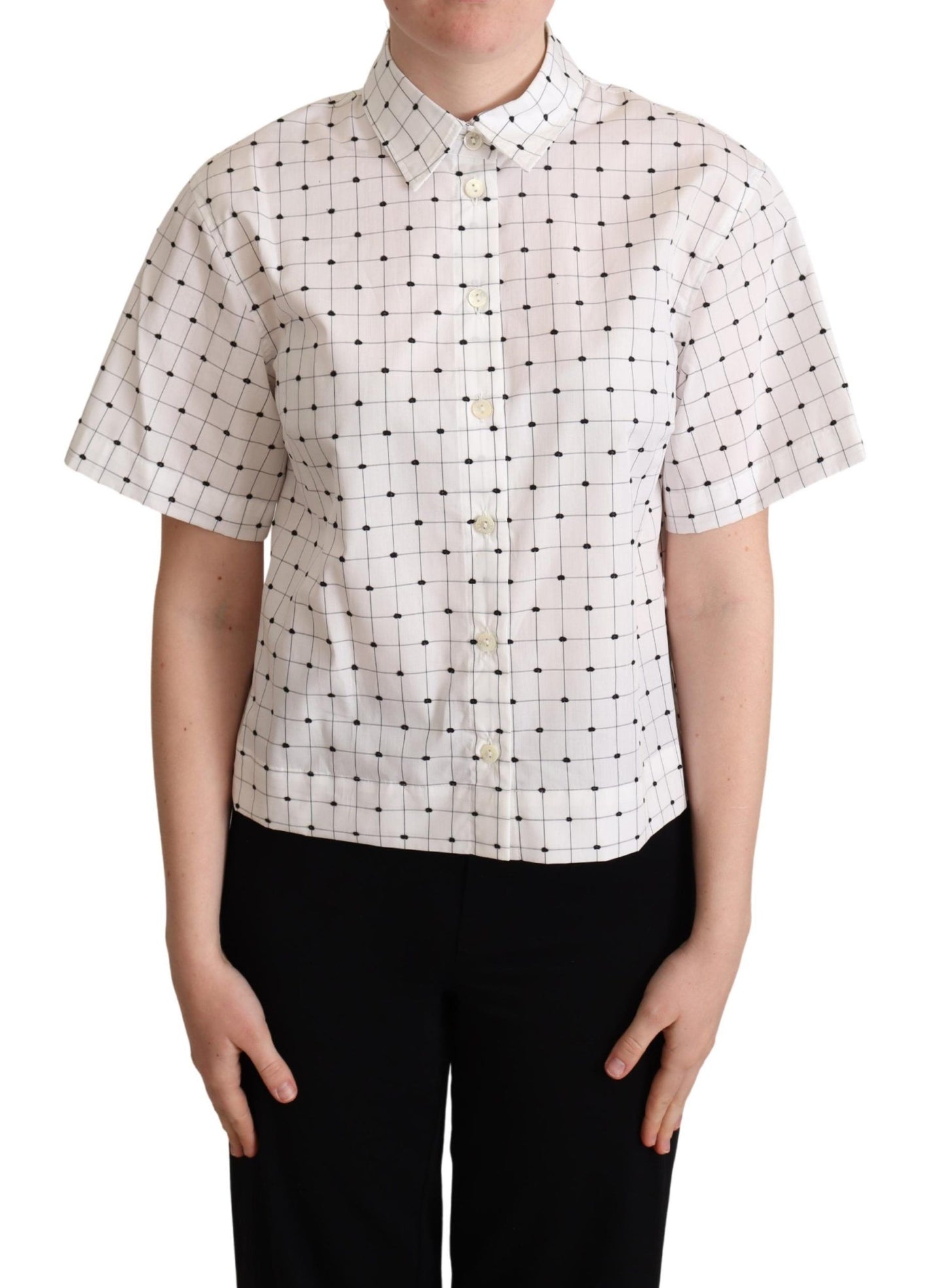 Dolce & Gabbana Polo elegante de lunares monocromáticos