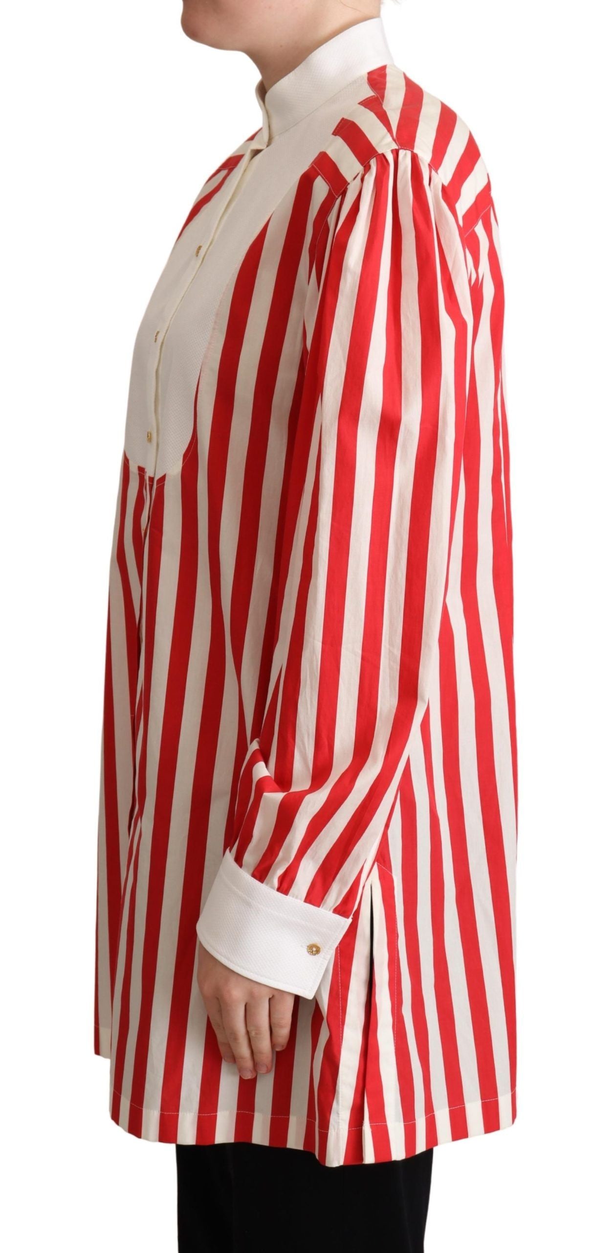 Dolce & Gabbana Elegante polo de algodón a rayas rojas y blancas