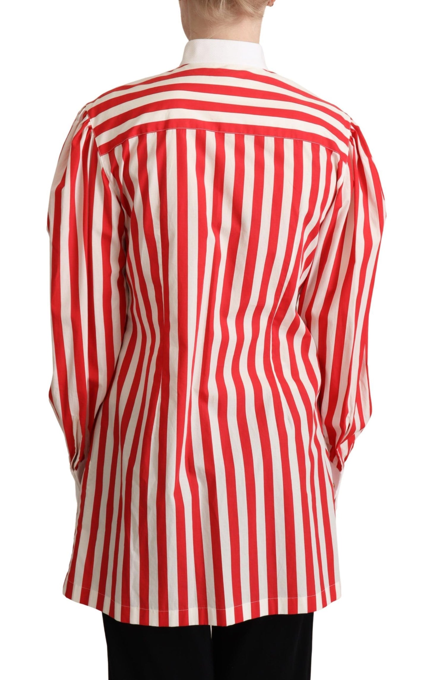 Dolce & Gabbana Elegante polo de algodón a rayas rojas y blancas