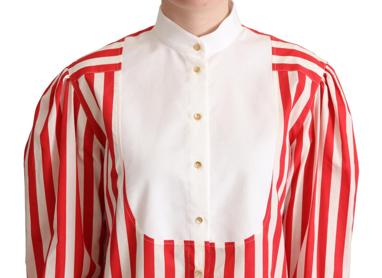 Dolce & Gabbana Elegante polo de algodón a rayas rojas y blancas