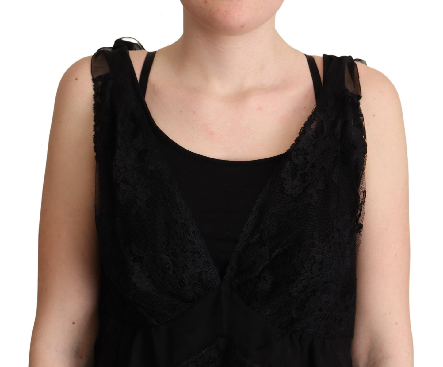 Dolce & Gabbana Camisola con ribete de encaje en mezcla de seda brillante