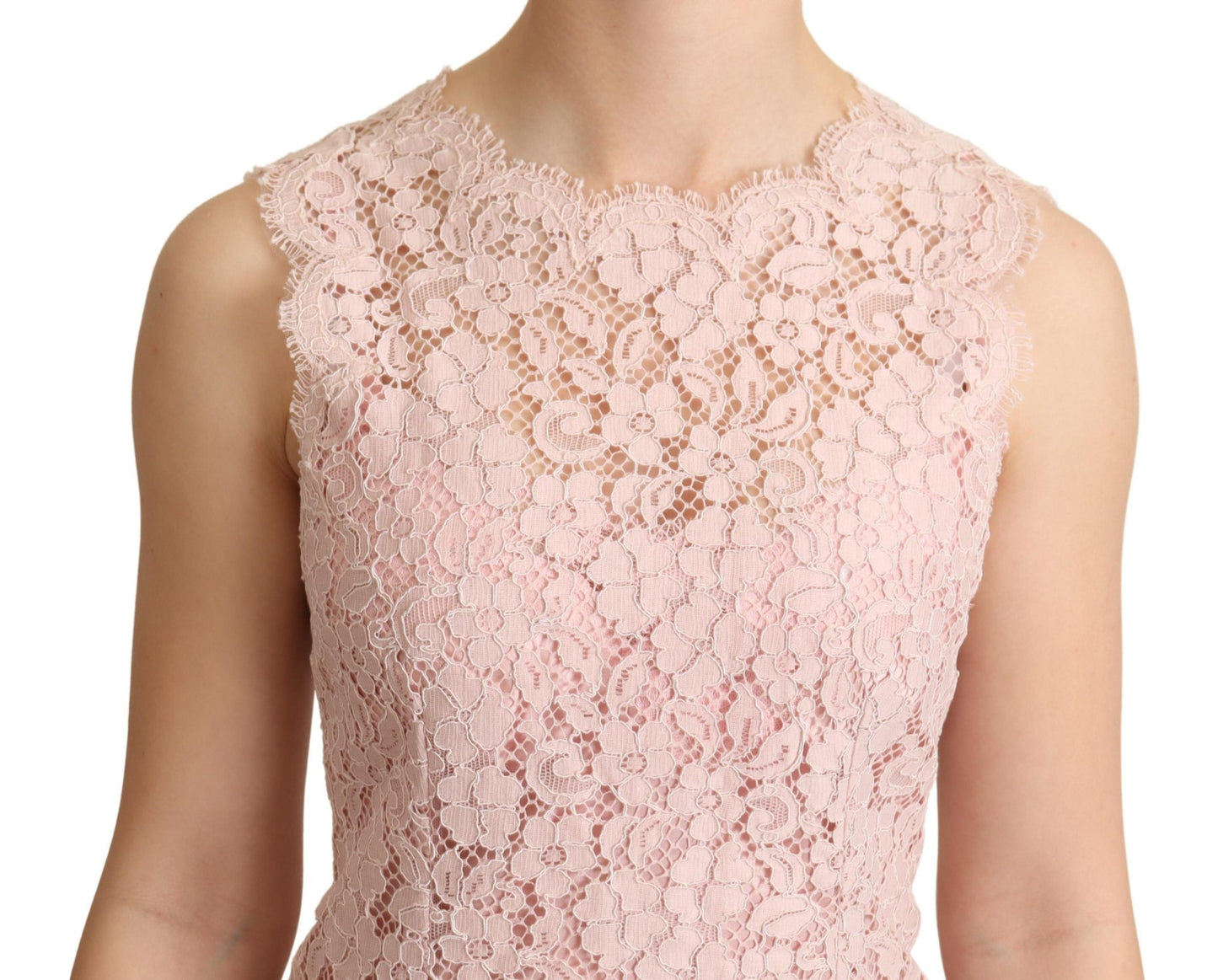Dolce & Gabbana Elegante blusa sin mangas de encaje rosa