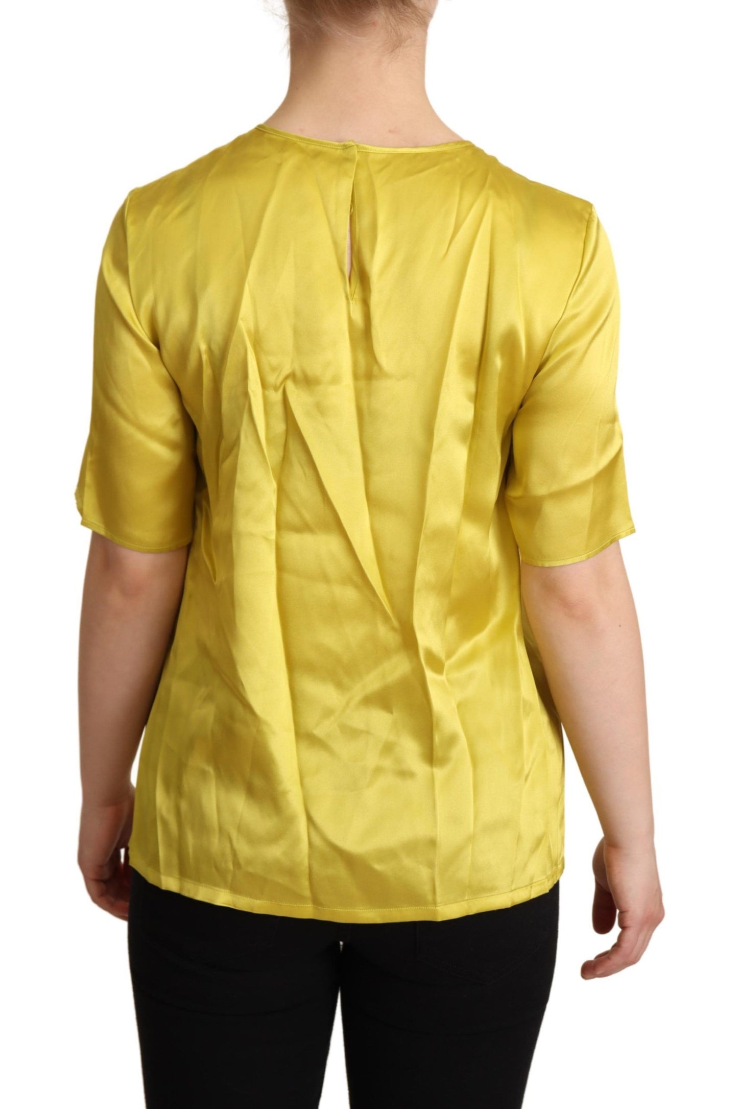 Dolce & Gabbana Blusa De Manga Corta De Seda Elegante - Amarillo