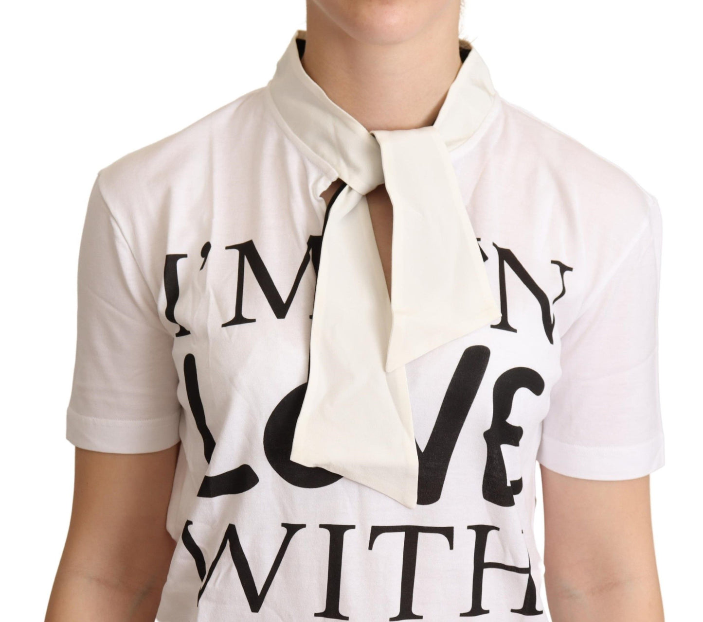 Dolce & Gabbana Camiseta elegante en mezcla de seda con estampado de amor blanco