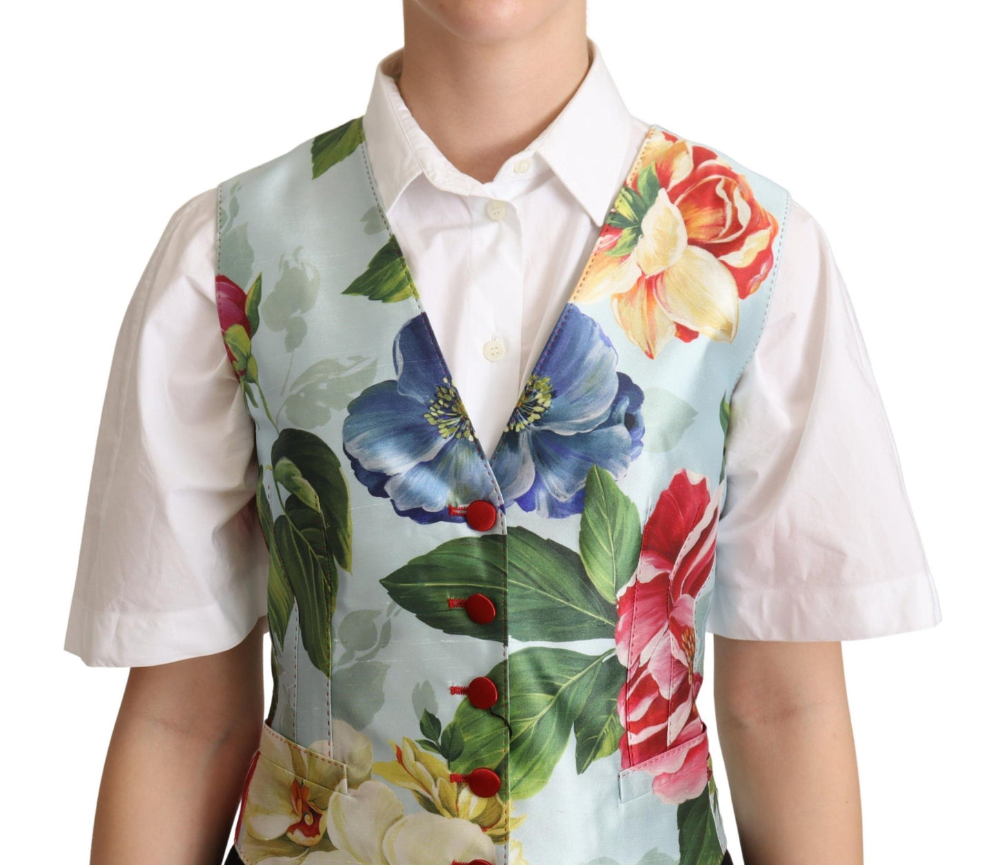 Dolce & Gabbana Elegante chaleco de seda con estampado floral