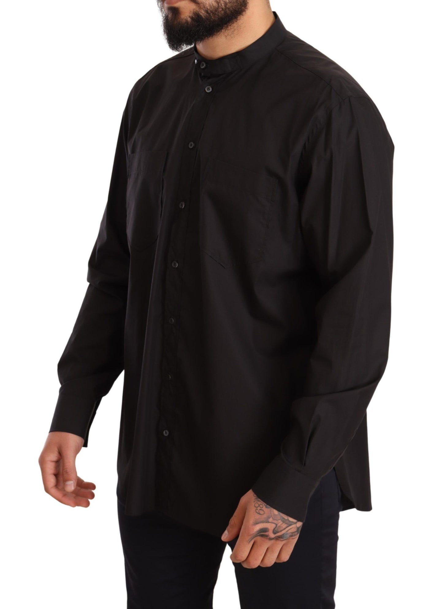 Dolce & Gabbana Camisa Hombre Elegante Negra 100% Algodón