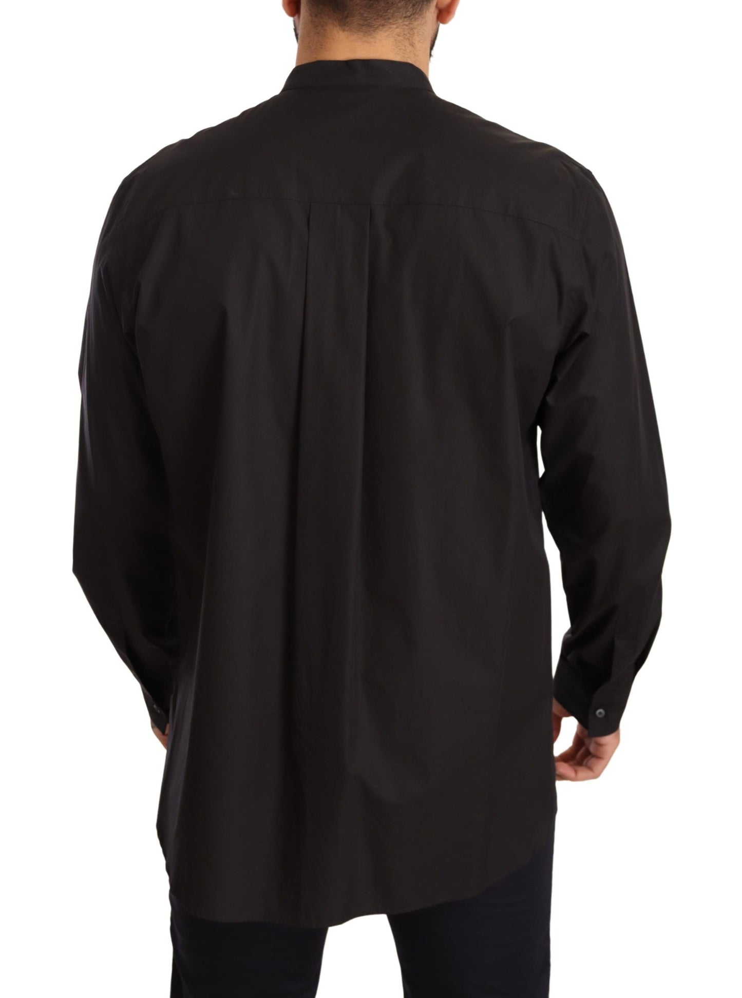 Dolce & Gabbana Camisa Hombre Elegante Negra 100% Algodón