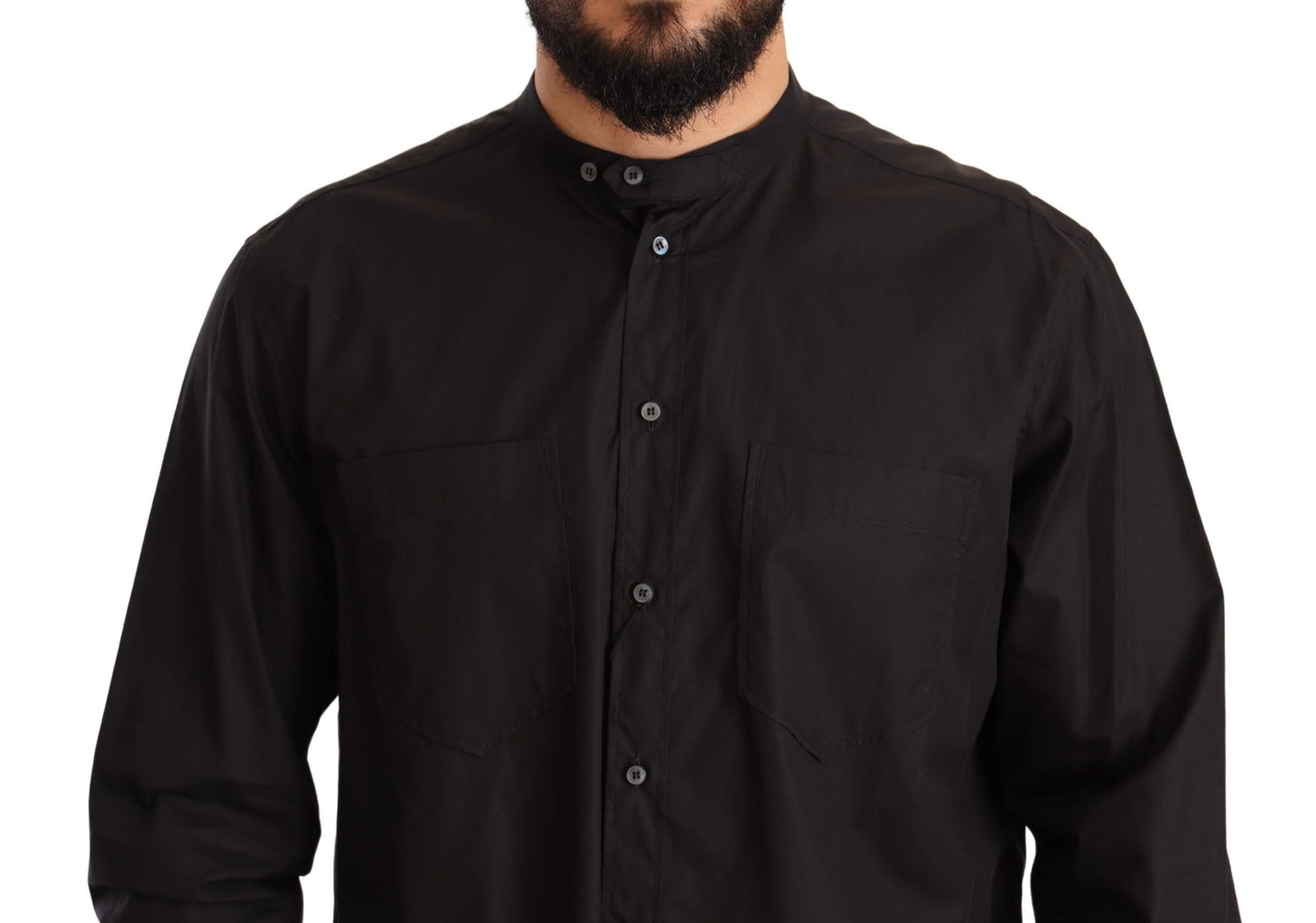 Dolce & Gabbana Camisa Hombre Elegante Negra 100% Algodón