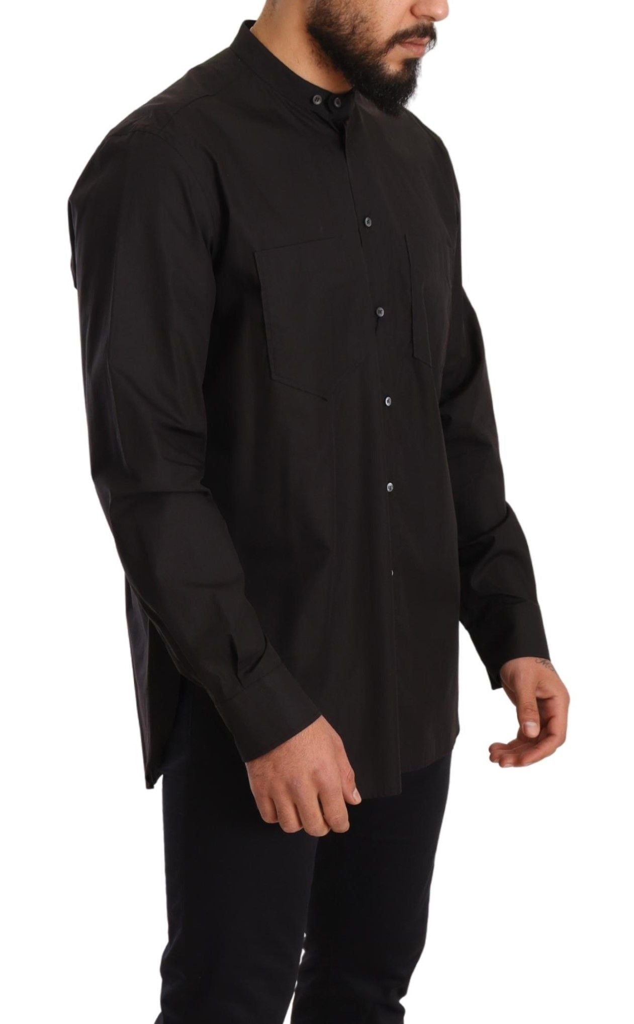 Dolce & Gabbana Camisa Hombre Elegante Negra 100% Algodón