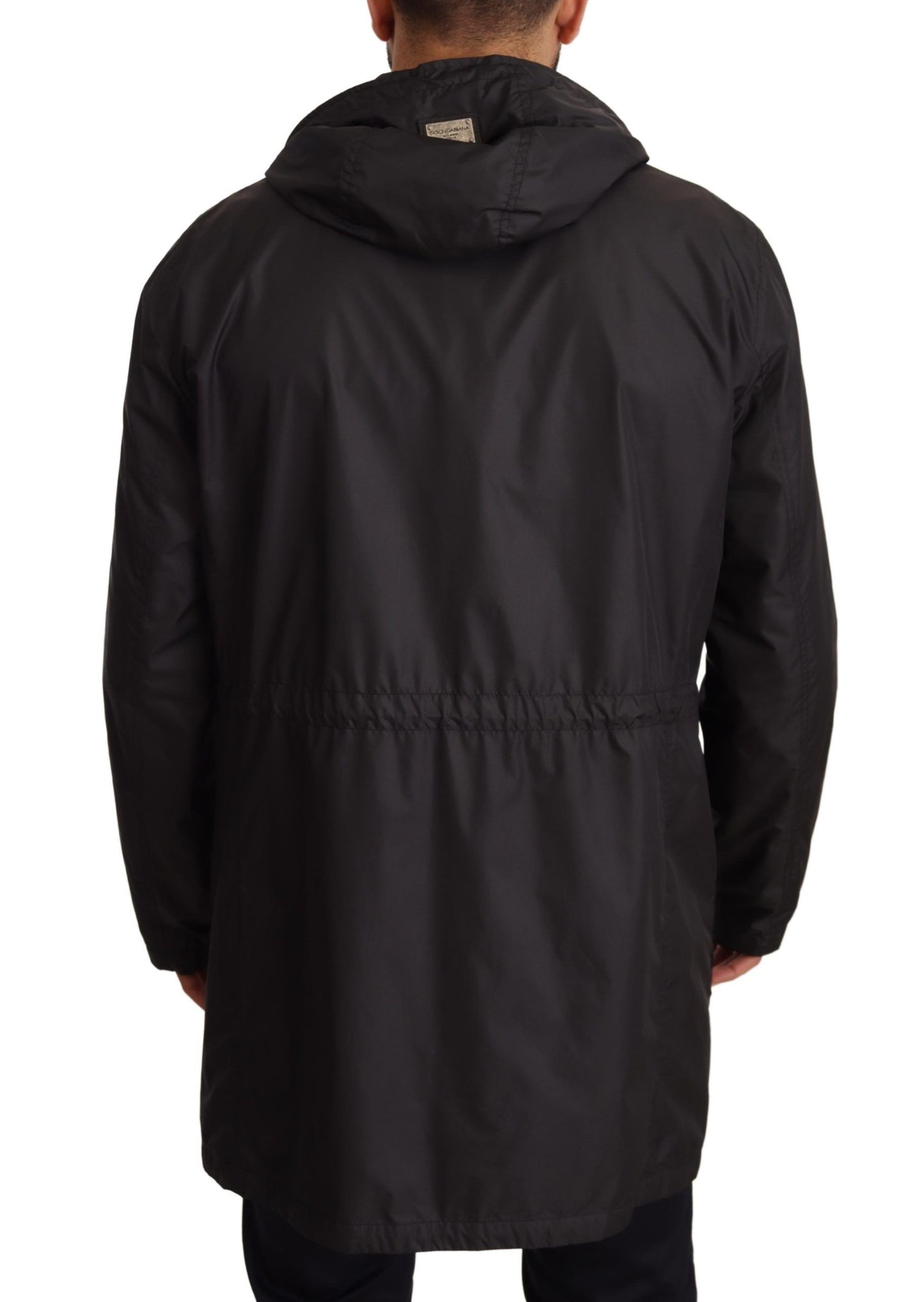 Dolce & Gabbana Elegante chaqueta negra con capucha
