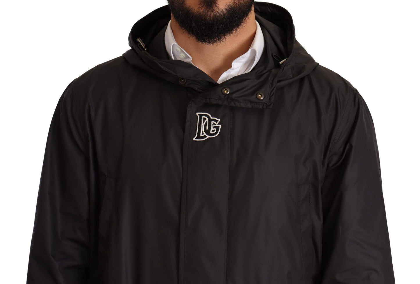 Dolce & Gabbana Elegante chaqueta negra con capucha