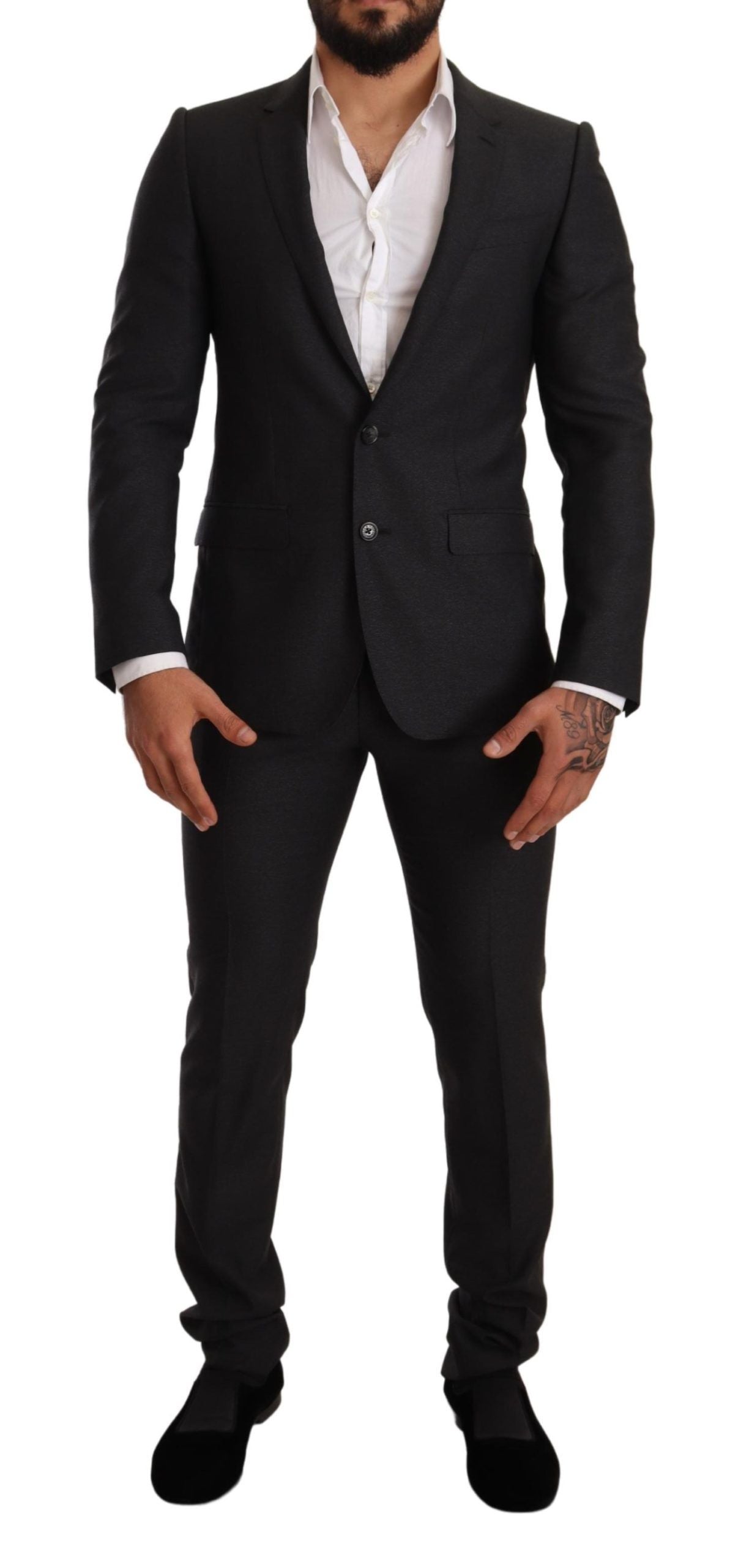 Dolce & Gabbana Elegante traje de lana gris Martini