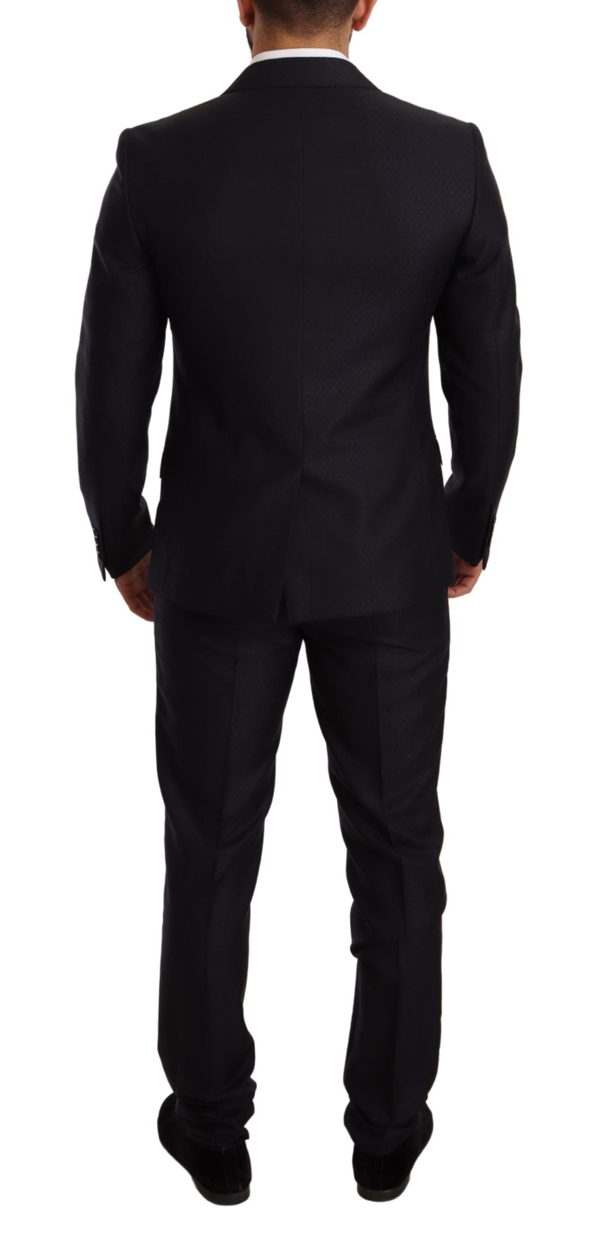 Dolce & Gabbana Elegante traje de jacquard de corte slim en azul