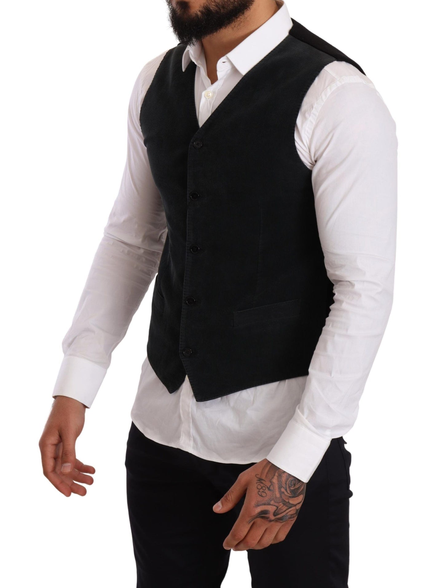 Dolce & Gabbana Elegante chaleco de vestir formal de algodón negro
