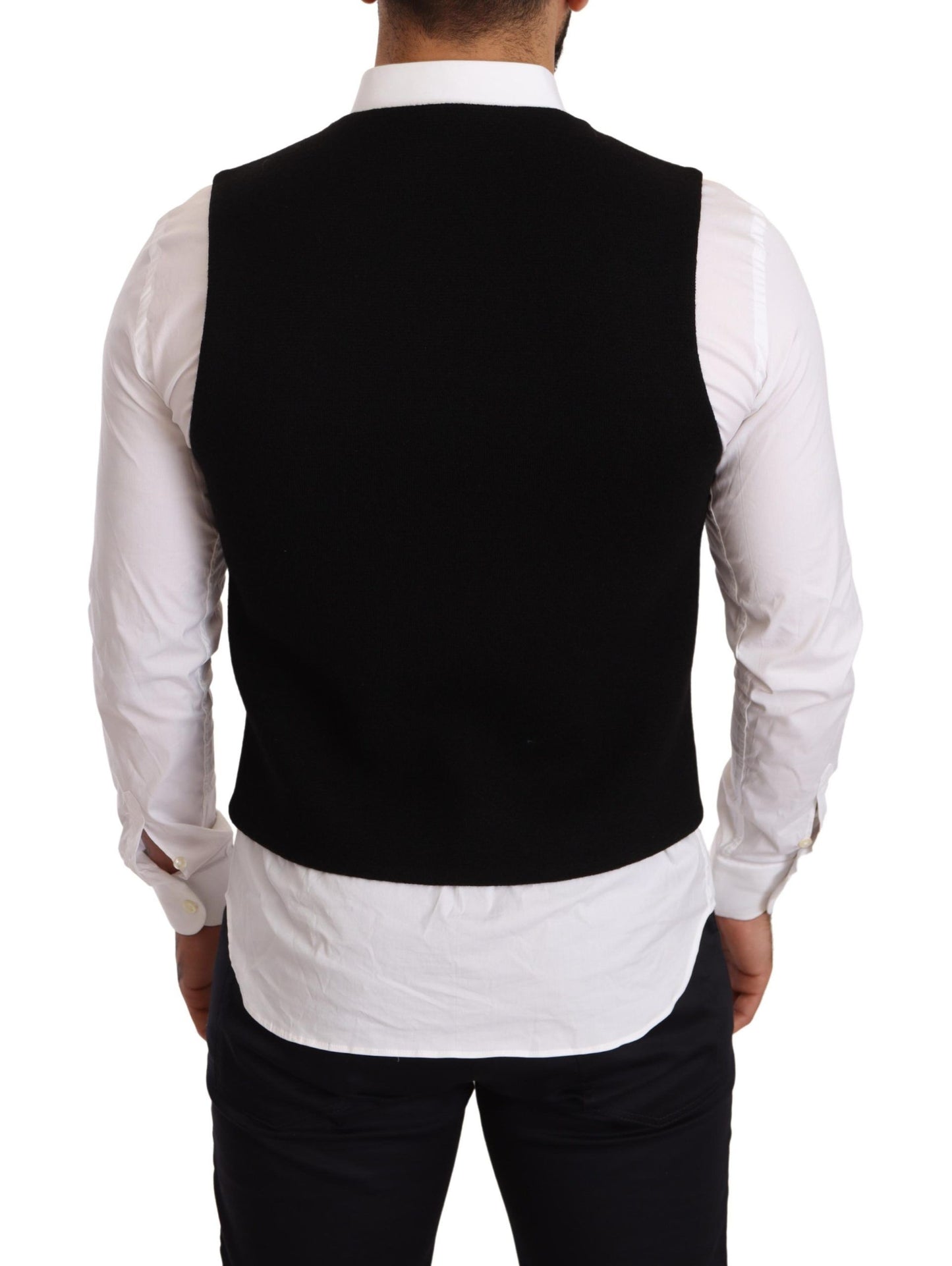 Dolce & Gabbana Elegante chaleco de vestir formal de algodón negro