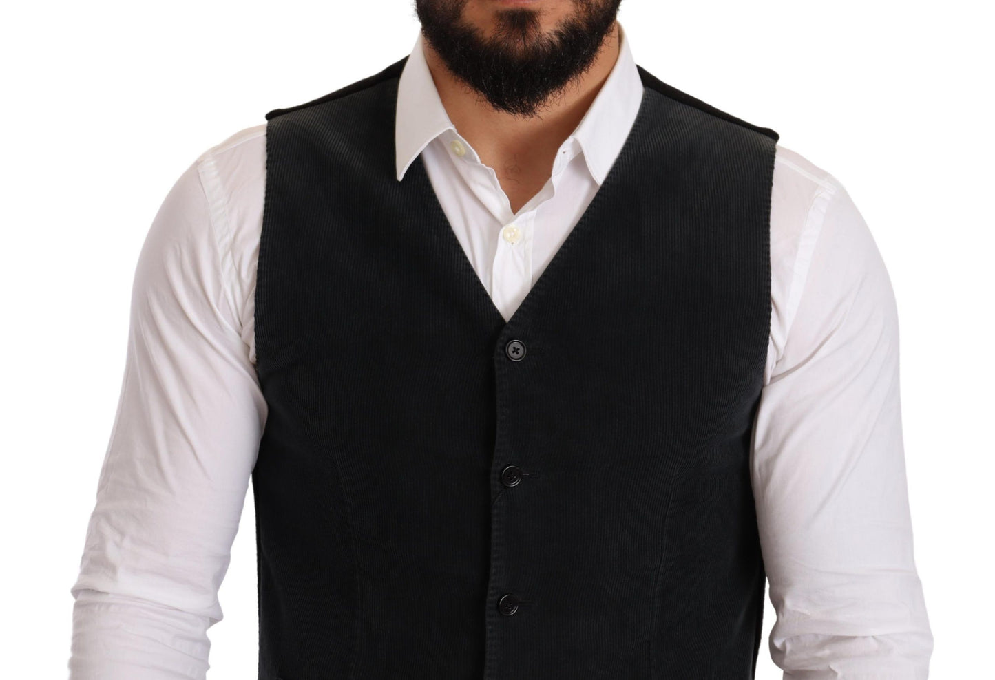 Dolce & Gabbana Elegante chaleco de vestir formal de algodón negro