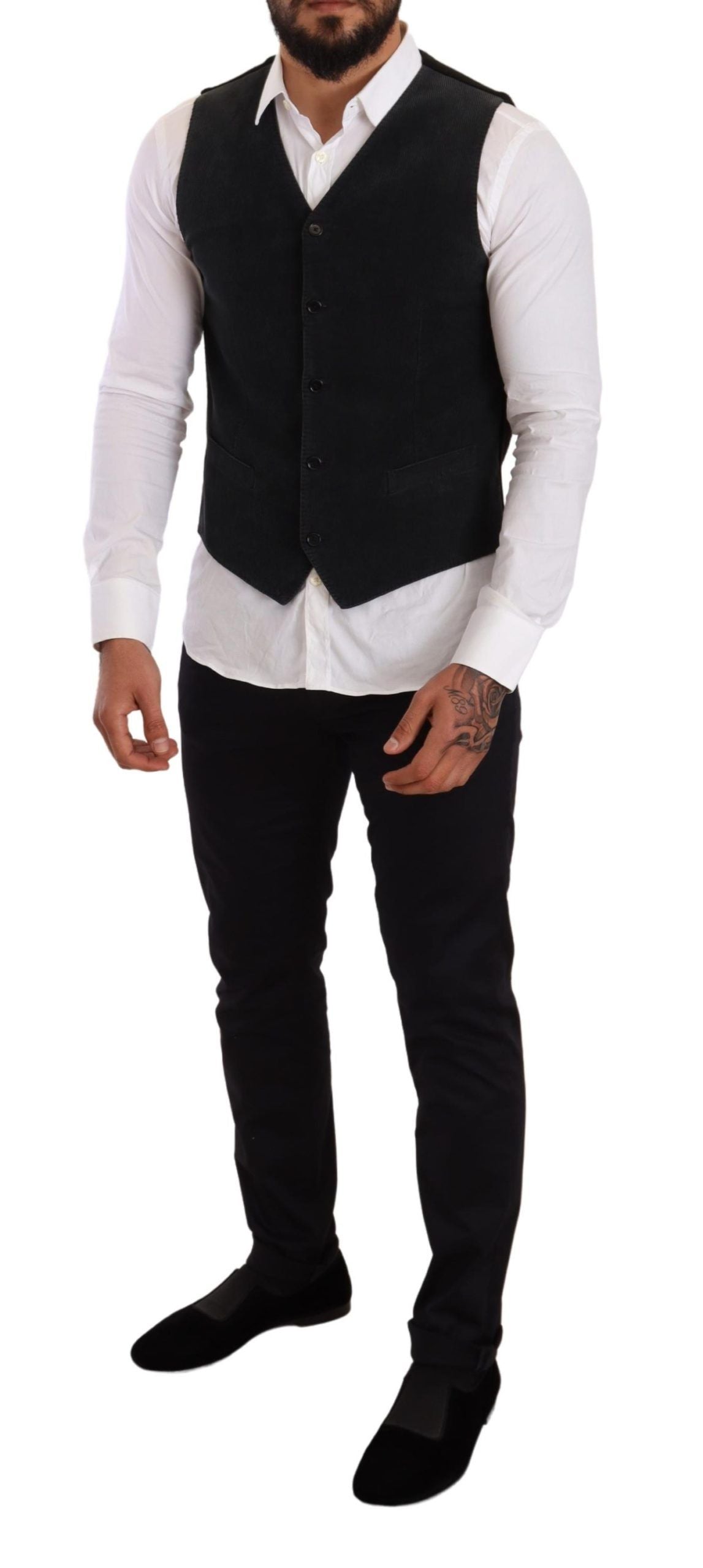 Dolce & Gabbana Elegante chaleco de vestir formal de algodón negro