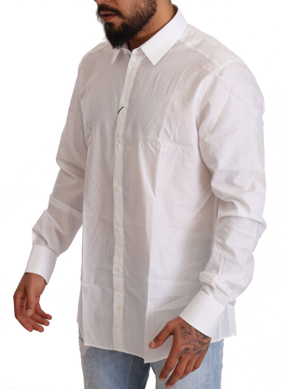 Dolce & Gabbana Camisa blanca de corte Martini de algodón