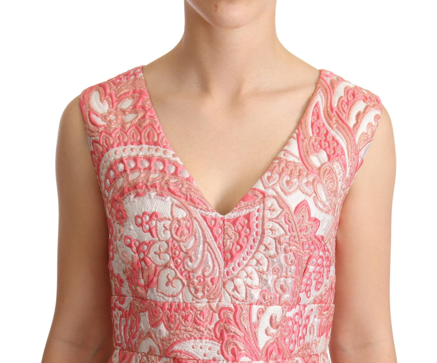 Vestido elegante de Dolce & Gabbana con estampado floral en jacquard rosa