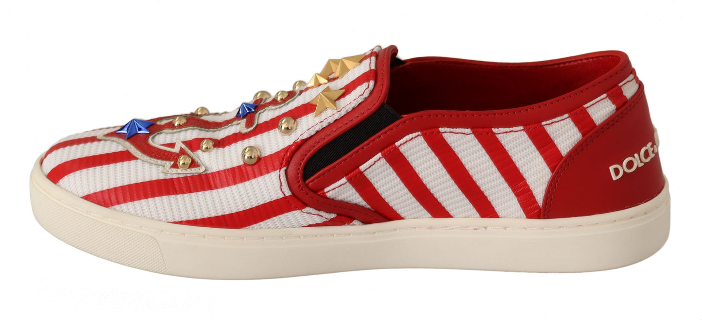 Mocasines con tachuelas y estampado de rayas Dolce & Gabbana