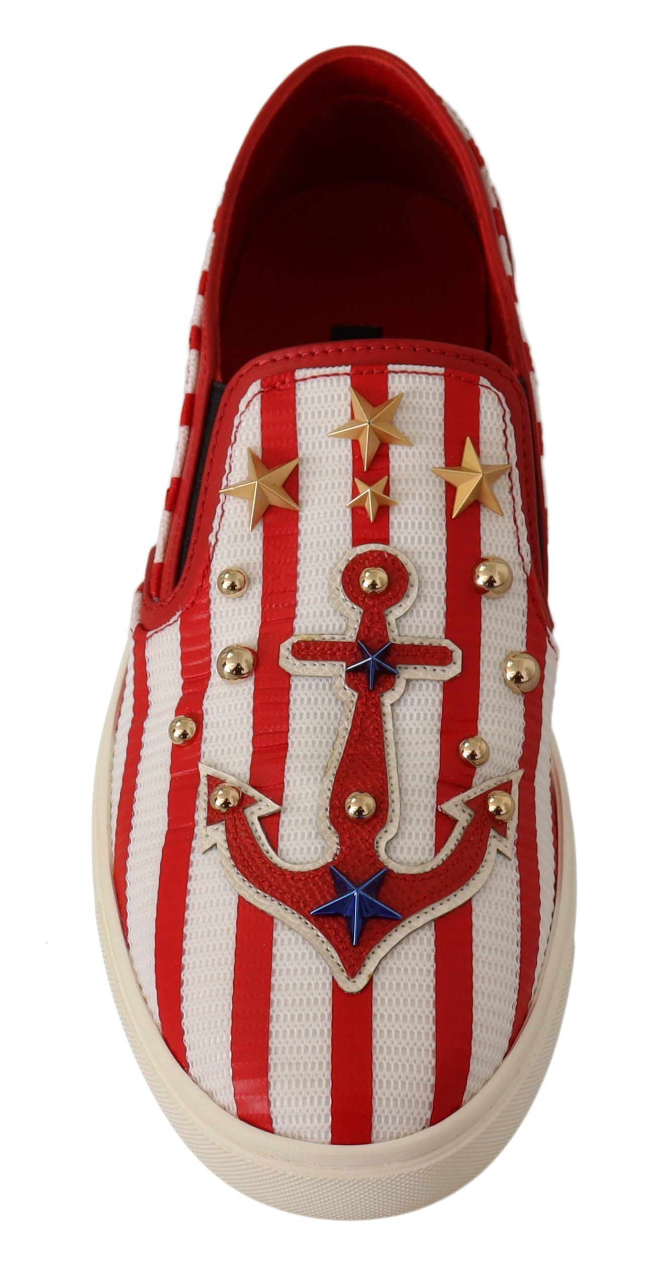 Mocasines con tachuelas y estampado de rayas Dolce & Gabbana
