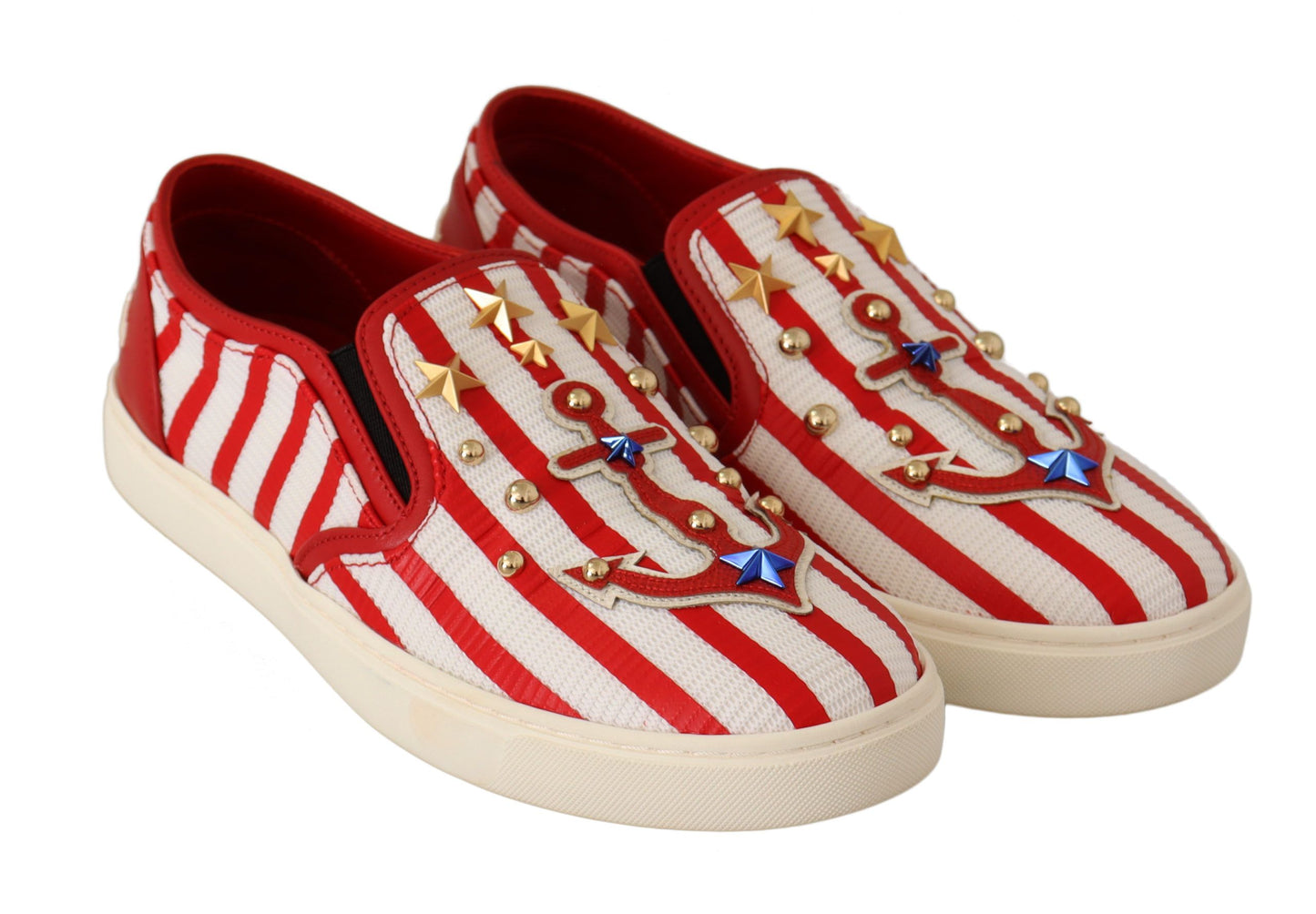Mocasines con tachuelas y estampado de rayas Dolce & Gabbana