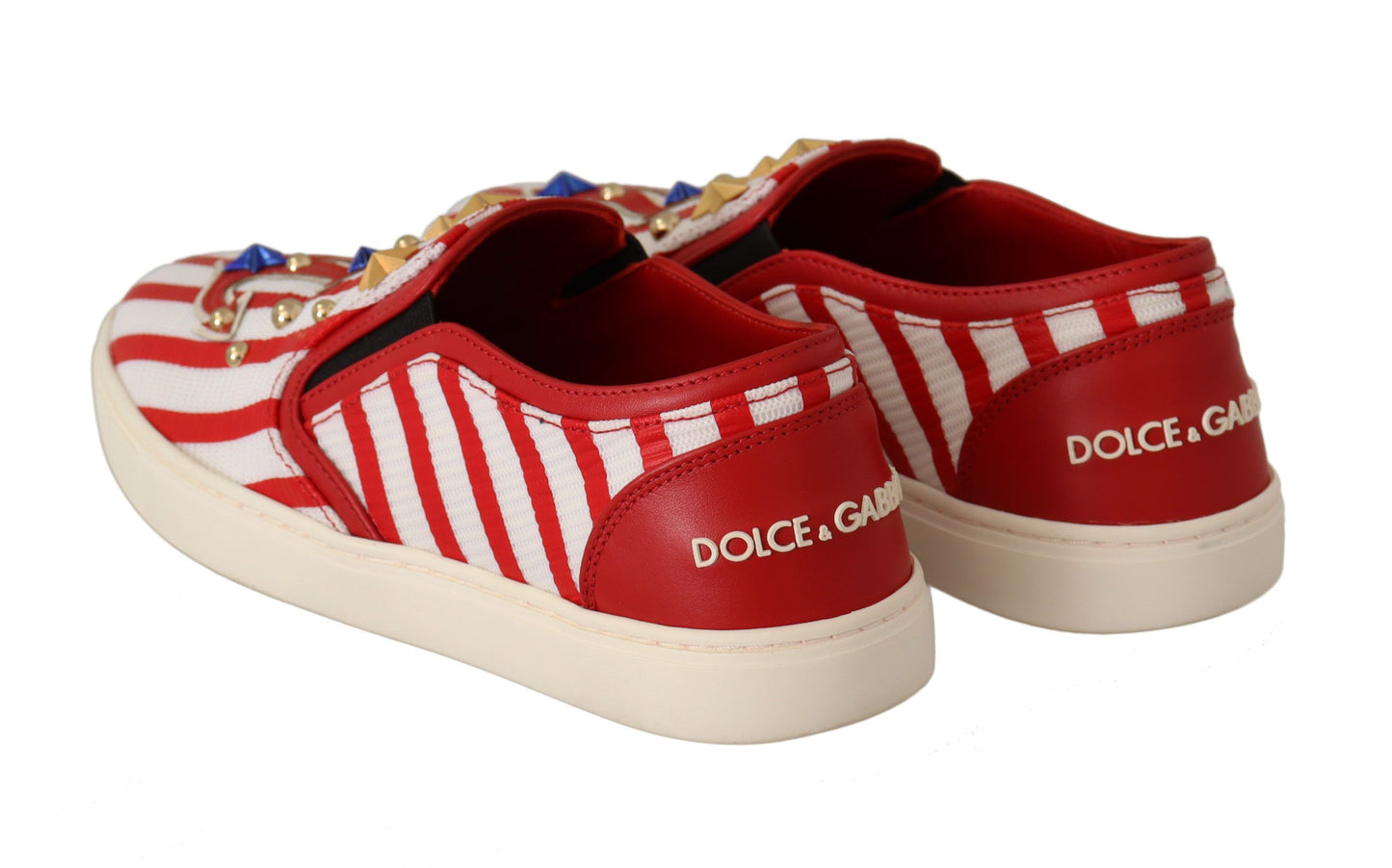 Mocasines con tachuelas y estampado de rayas Dolce & Gabbana