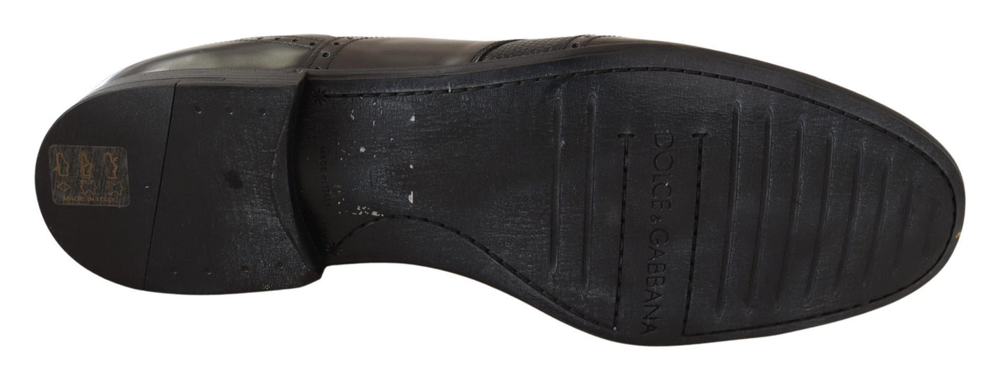 Dolce & Gabbana Elegantes zapatos Oxford de piel de lagarto marrón