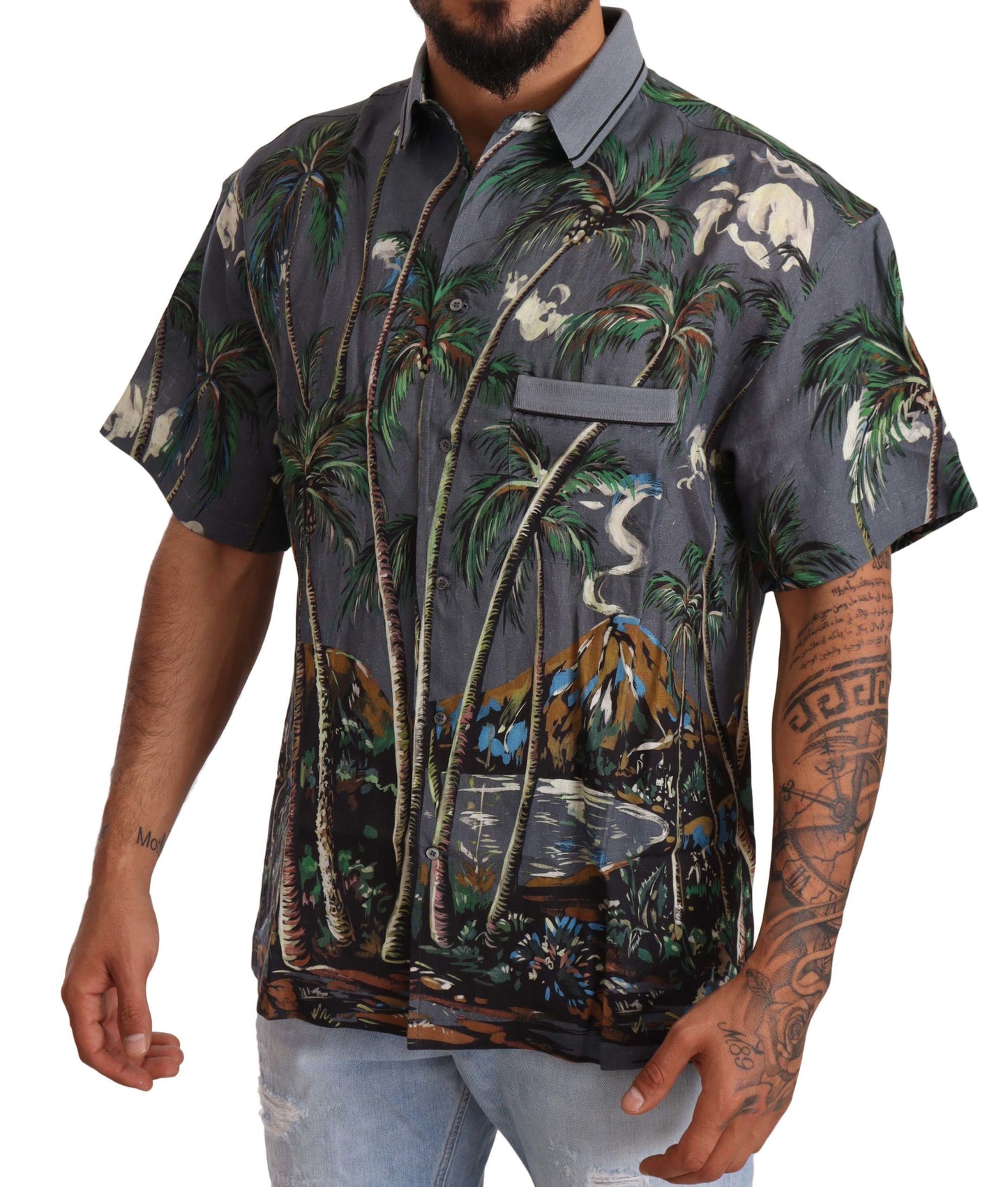 Camisa Hombre Dolce & Gabbana Tropical Elegance Lino Seda