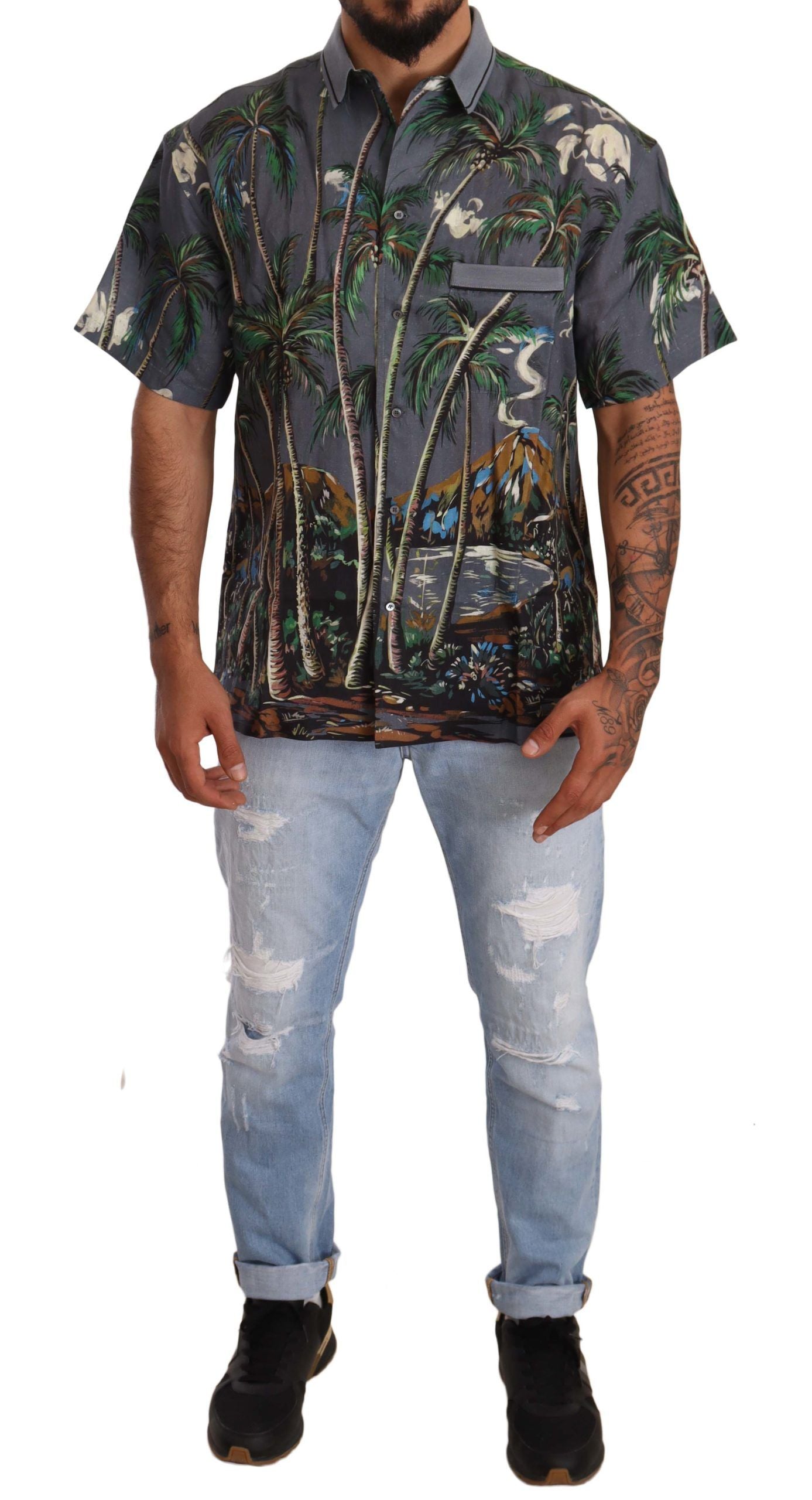 Camisa Hombre Dolce & Gabbana Tropical Elegance Lino Seda