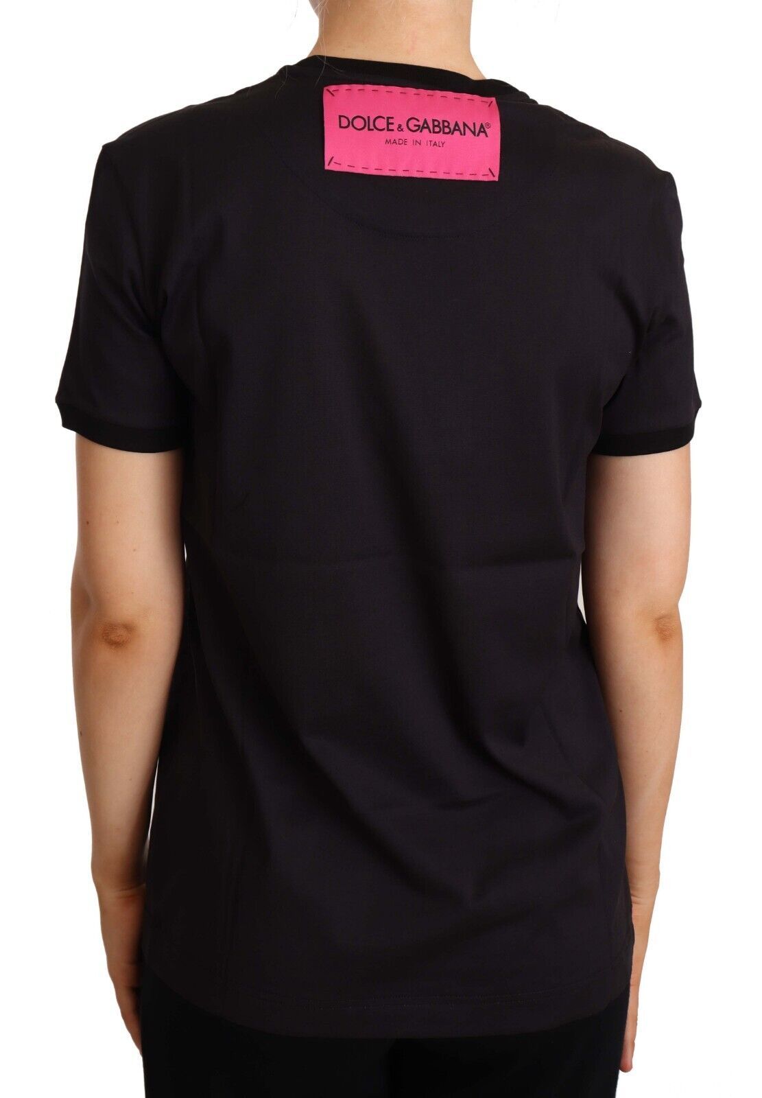 Dolce & Gabbana Elegante camiseta negra con logo de algodón