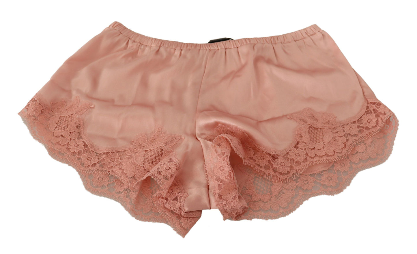 Dolce & Gabbana Elegantes pantalones cortos de lencería de encaje de seda rosa empolvado