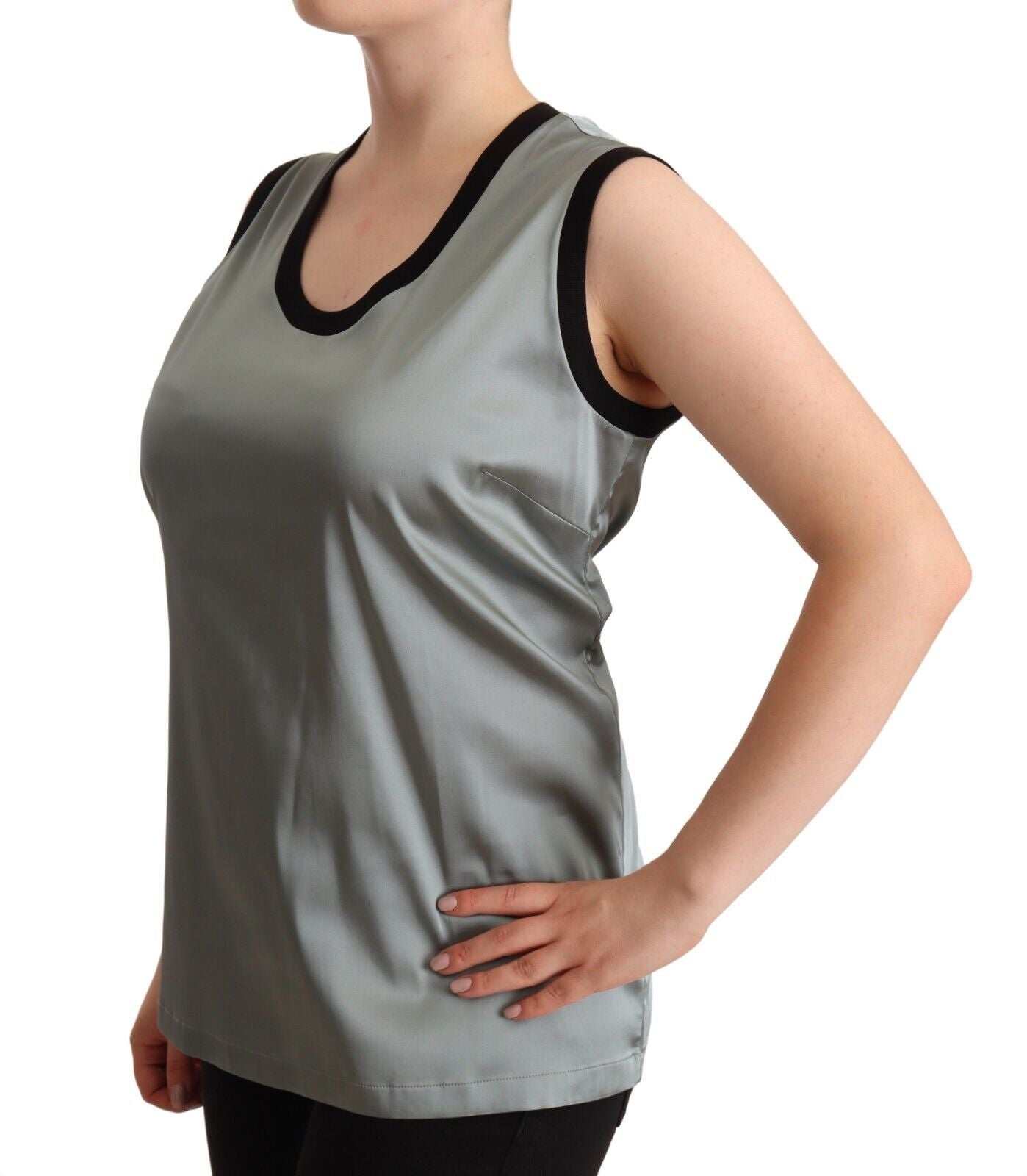 Dolce & Gabbana Elegante blusa plateada sin mangas