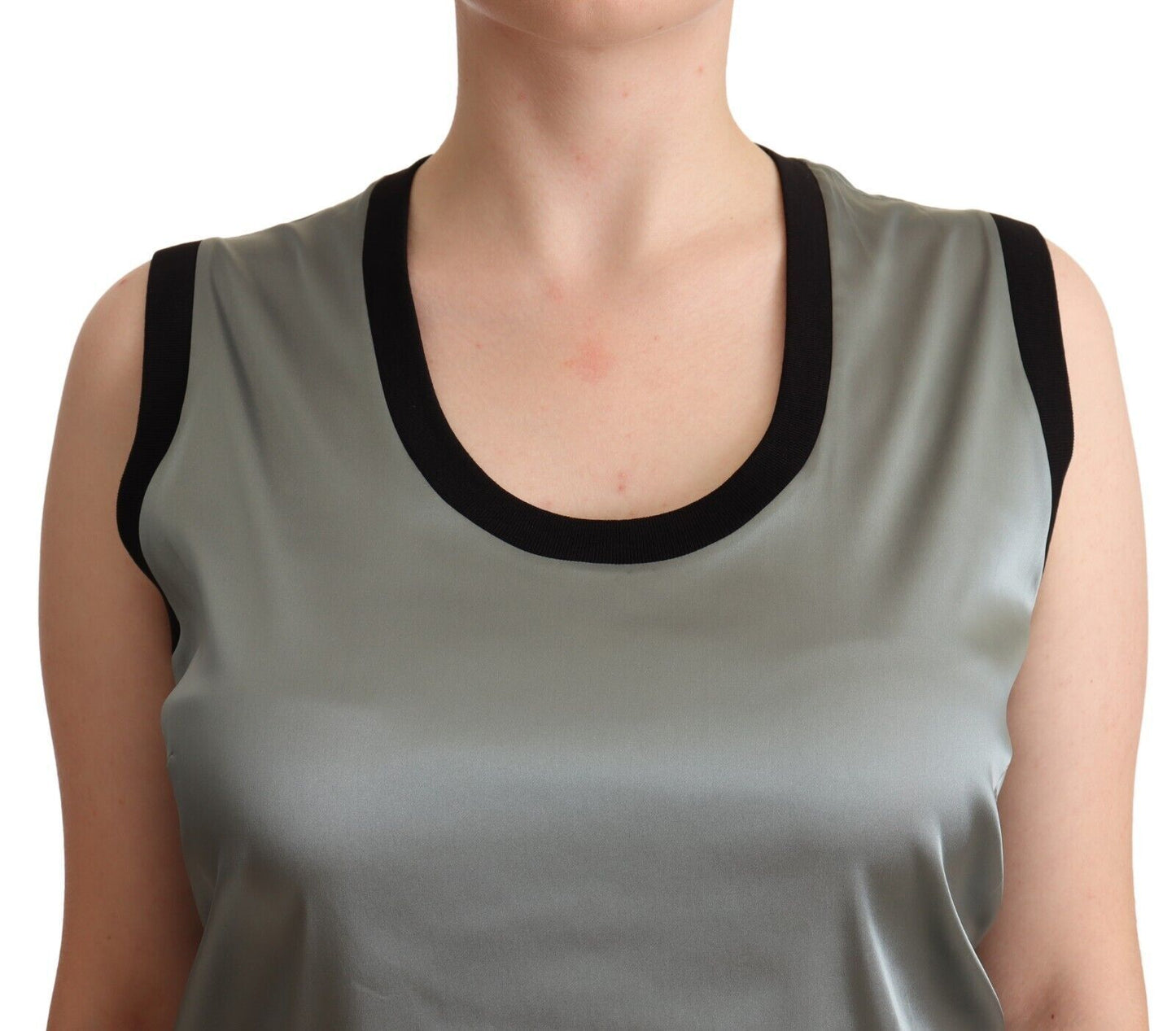 Dolce & Gabbana Elegante blusa plateada sin mangas