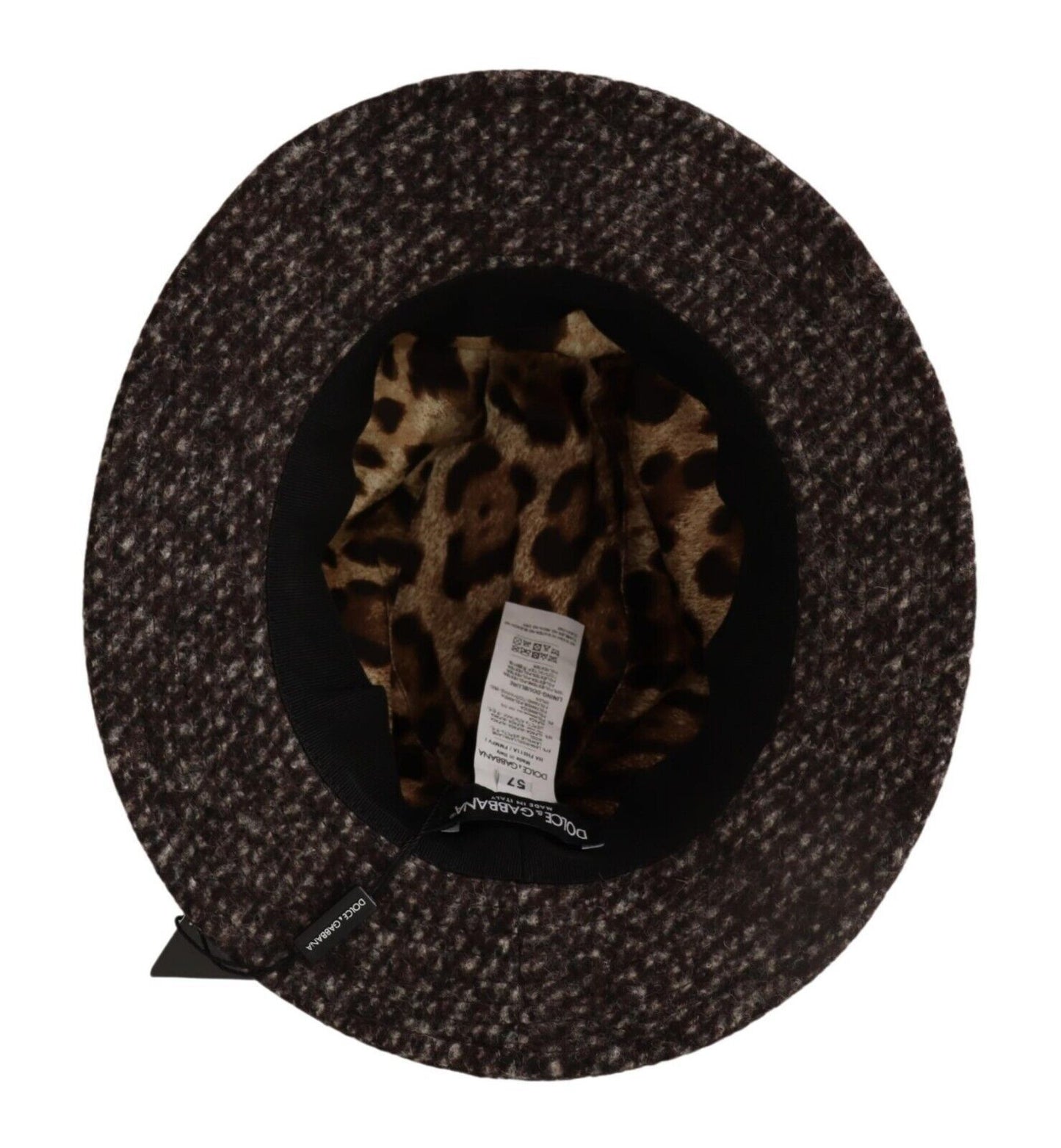 Dolce & Gabbana Elegante sombrero de ala ancha de tweed gris