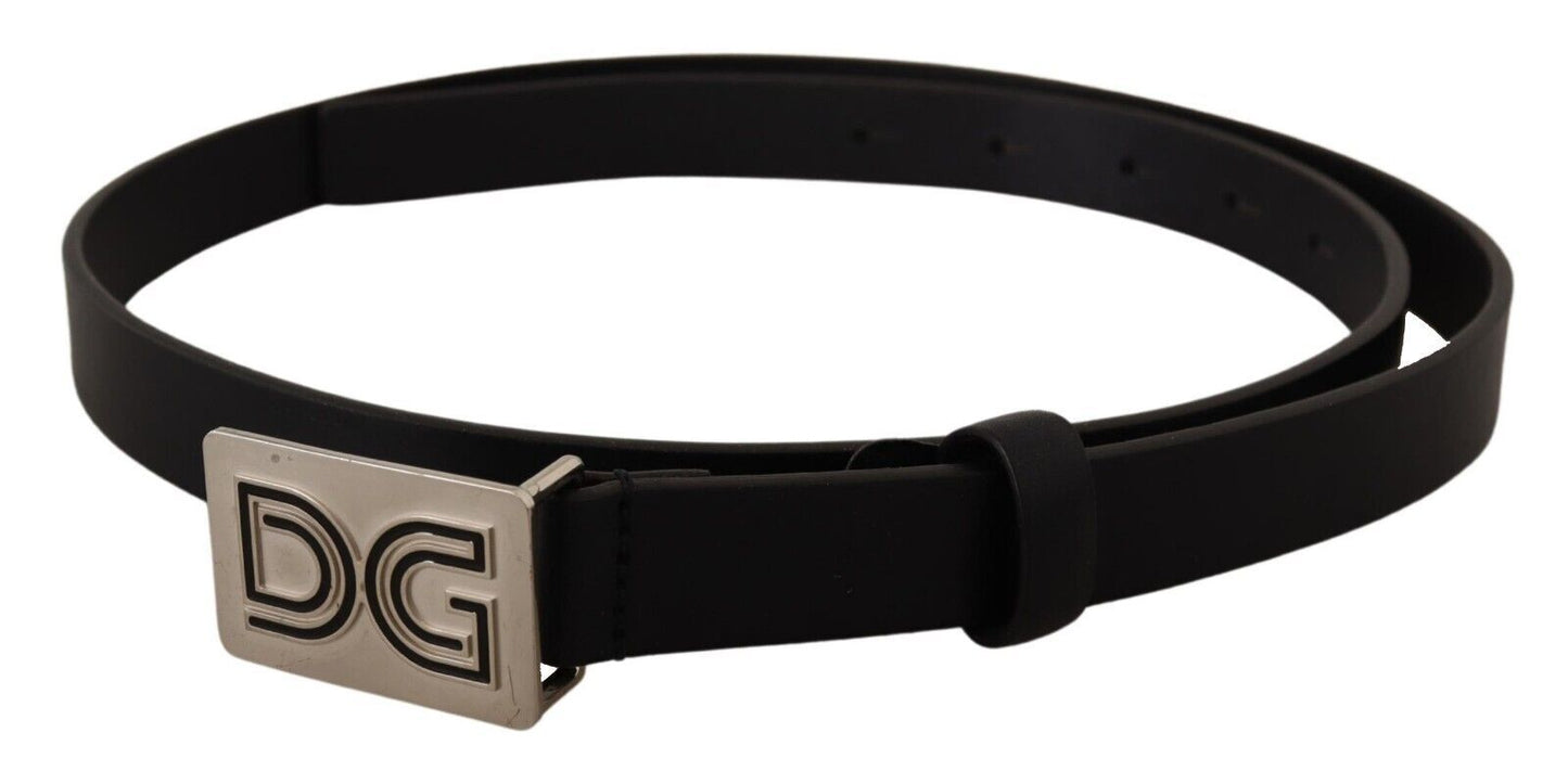 Dolce & Gabbana Elegant Black Leather Belt with Silver Buckle – 90 cm / 36 Inches par Dolce & Gabbana | Disponible sur Sandy Store ByNet