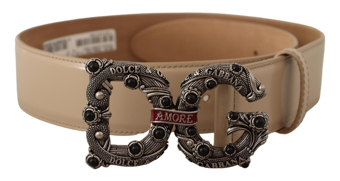 Dolce & Gabbana Cinturón con adornos de perlas y logo de latón vintage