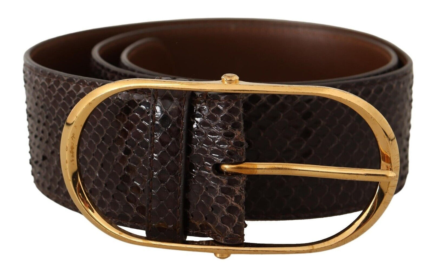 Dolce & Gabbana Elegant Python Leather Belt with Gold Buckle – 80 cm / 32 Inches par Dolce & Gabbana | Disponible sur Sandy Store ByNet