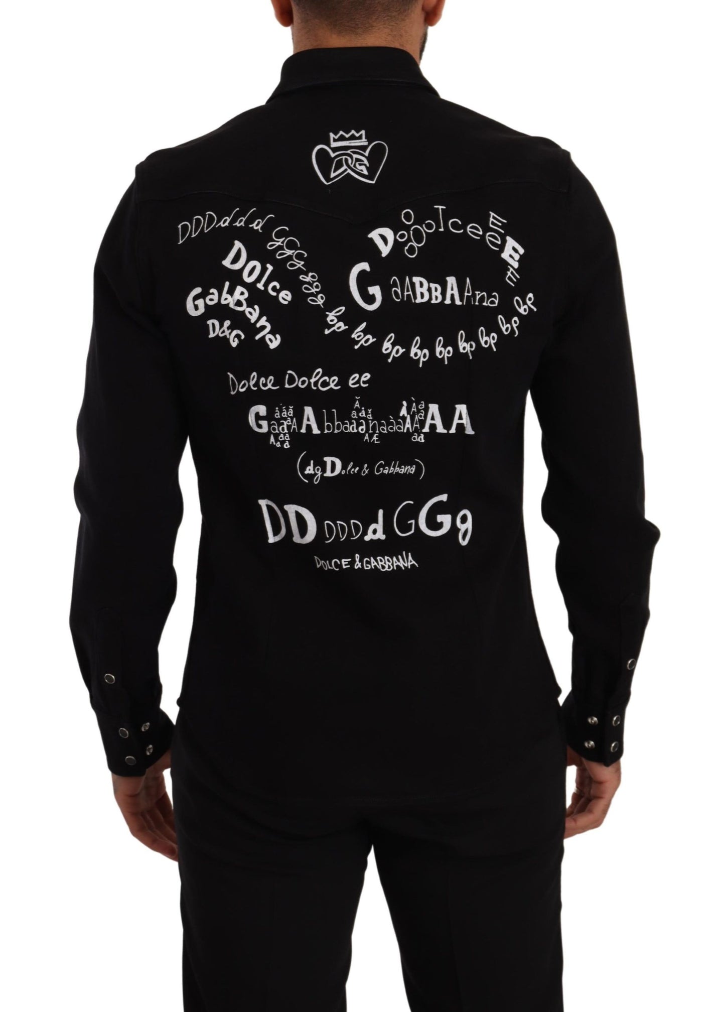 Dolce & Gabbana Camisa de diseñador negra informal de corte slim