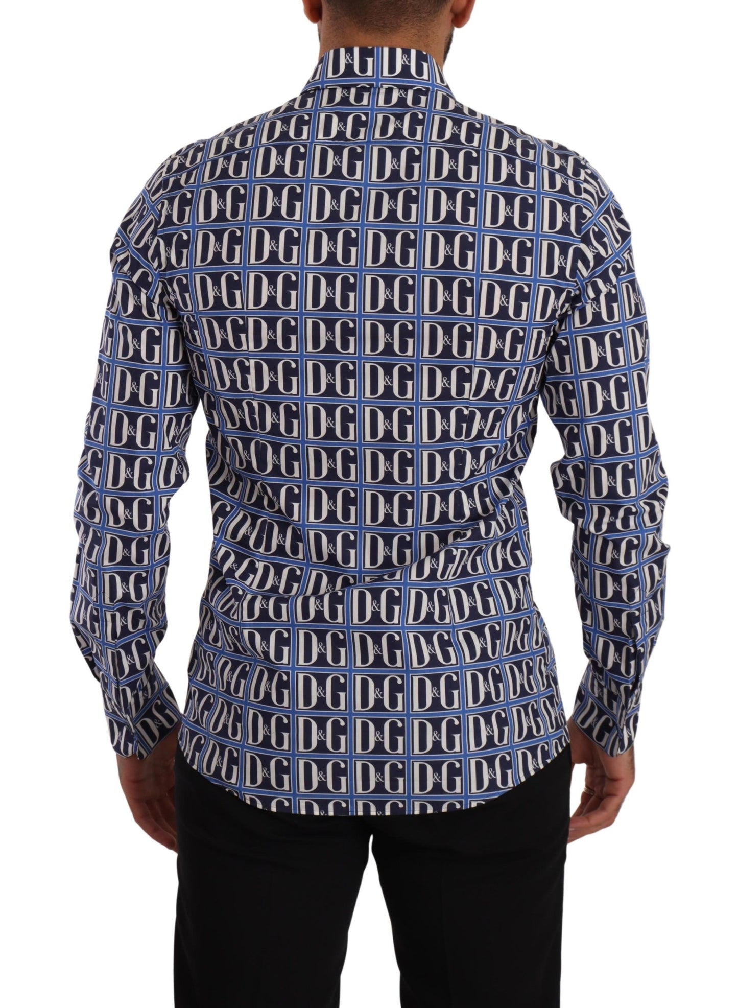 Dolce & Gabbana Camisa de corte slim de algodón con logo azul