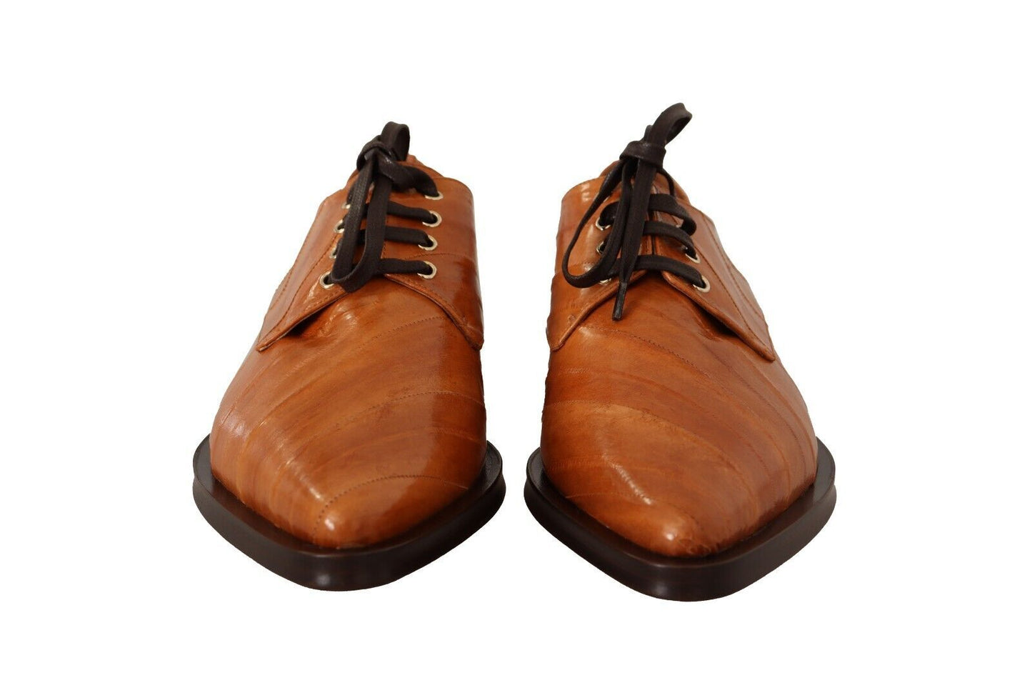Dolce & Gabbana Elegantes zapatos planos formales con cordones de piel de anguila