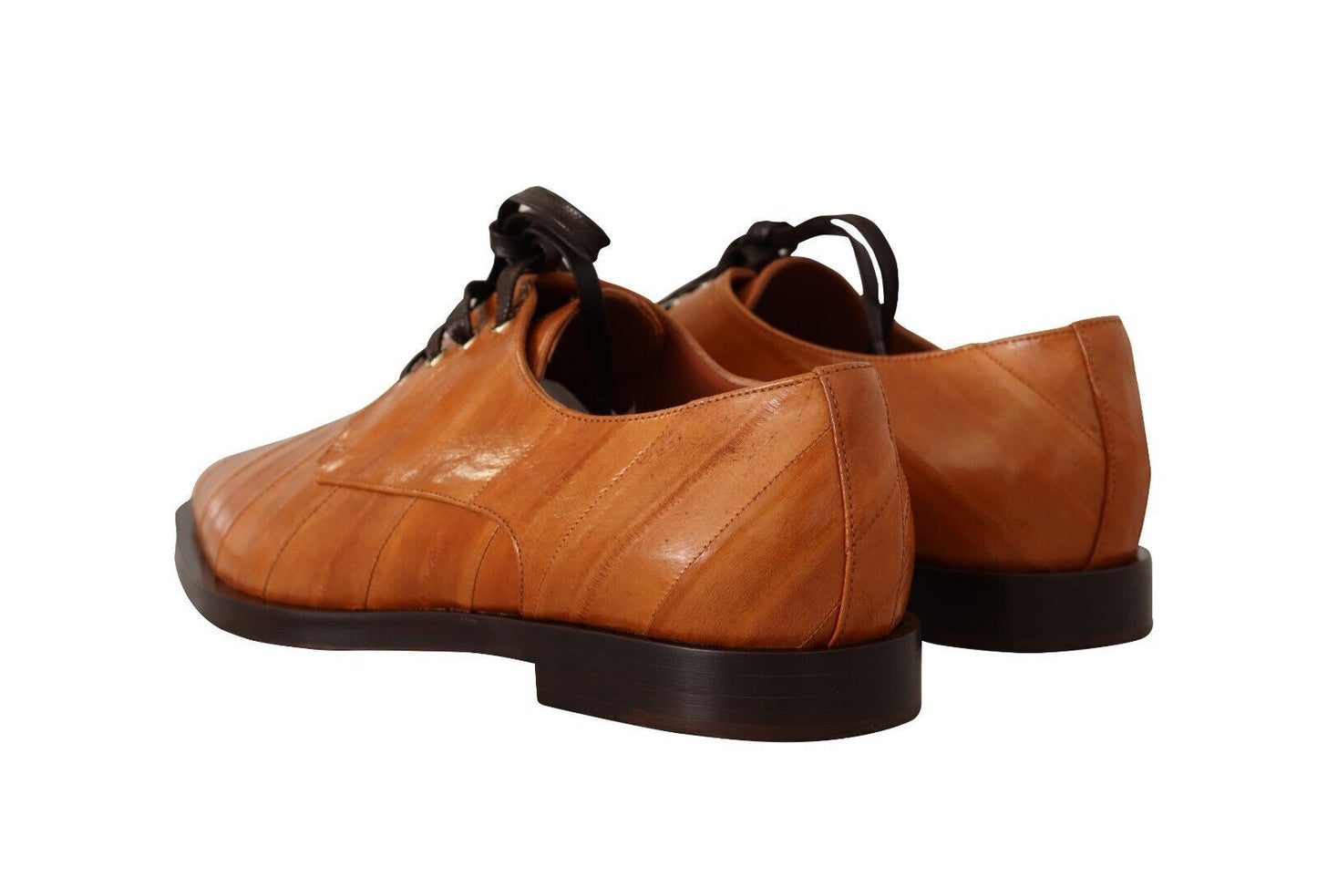 Dolce & Gabbana Elegantes zapatos planos formales con cordones de piel de anguila