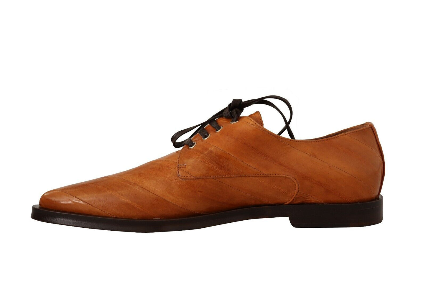 Dolce & Gabbana Elegantes zapatos planos formales con cordones de piel de anguila