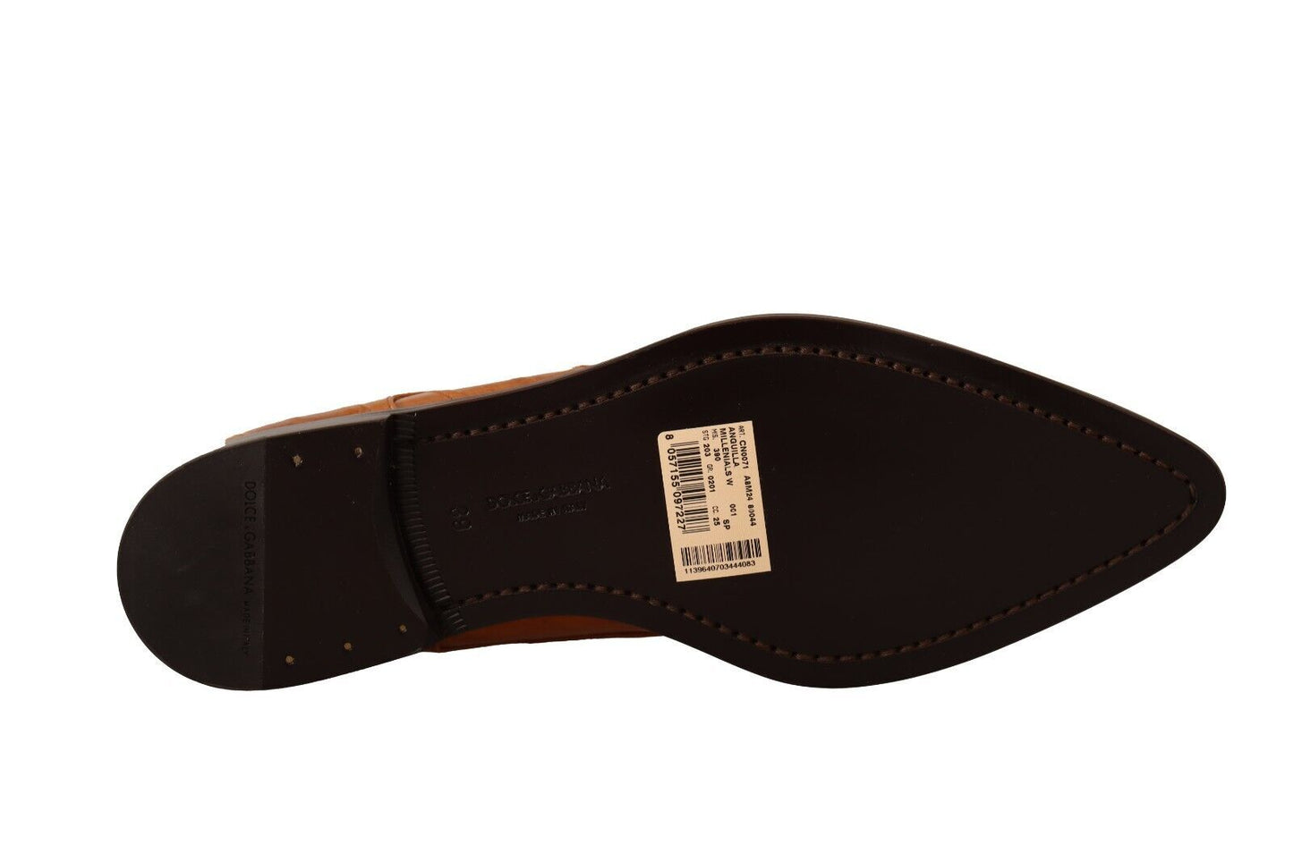 Dolce & Gabbana Elegantes zapatos planos formales con cordones de piel de anguila