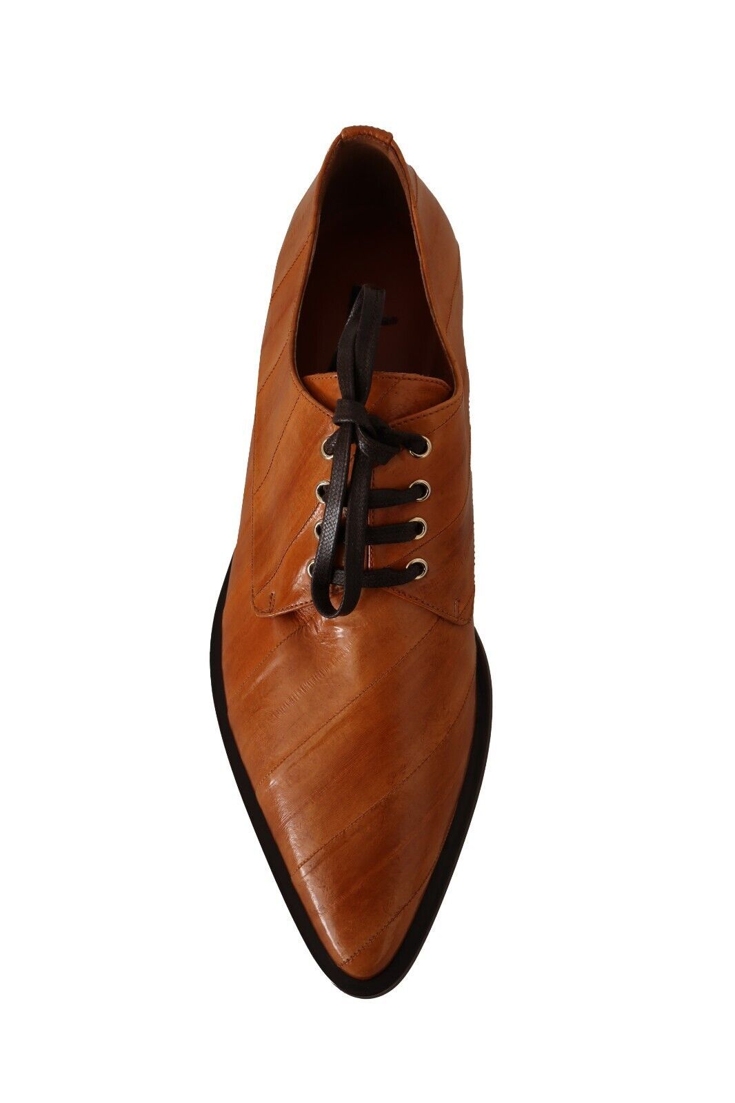 Dolce & Gabbana Elegantes zapatos planos formales con cordones de piel de anguila