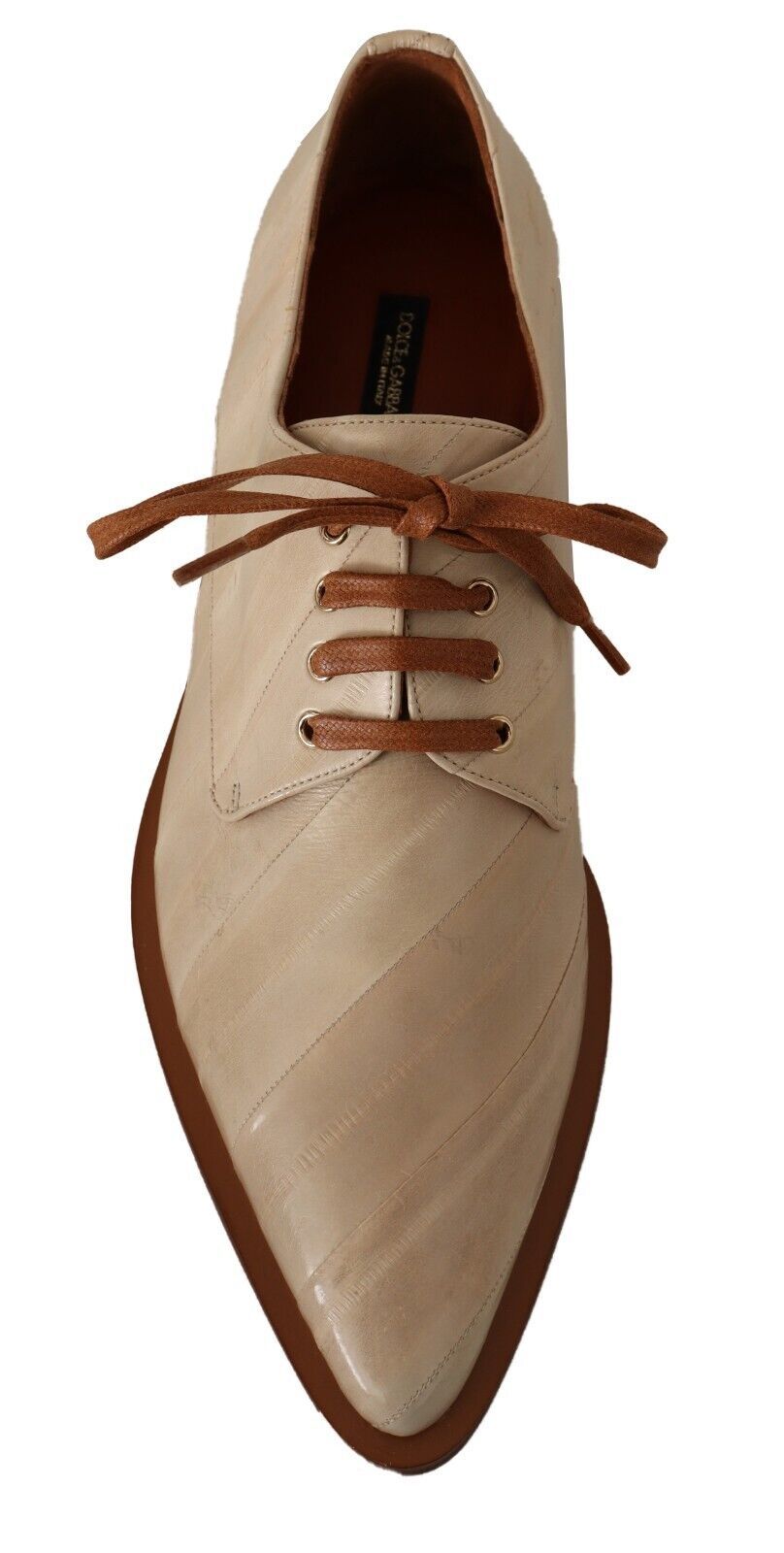Dolce & Gabbana Elegantes Zapatos Planos Formales De Piel De Anguila Beige