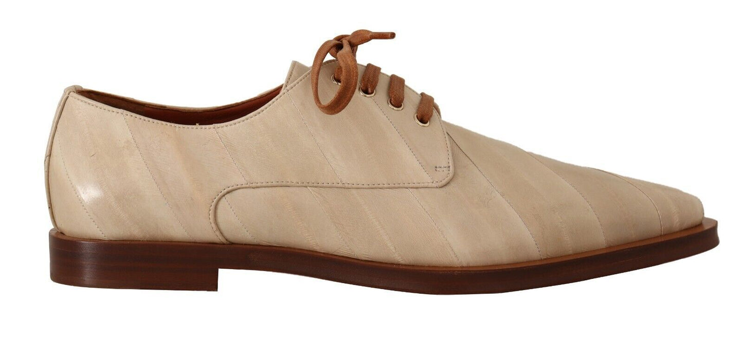 Dolce & Gabbana Elegantes Zapatos Planos Formales De Piel De Anguila Beige